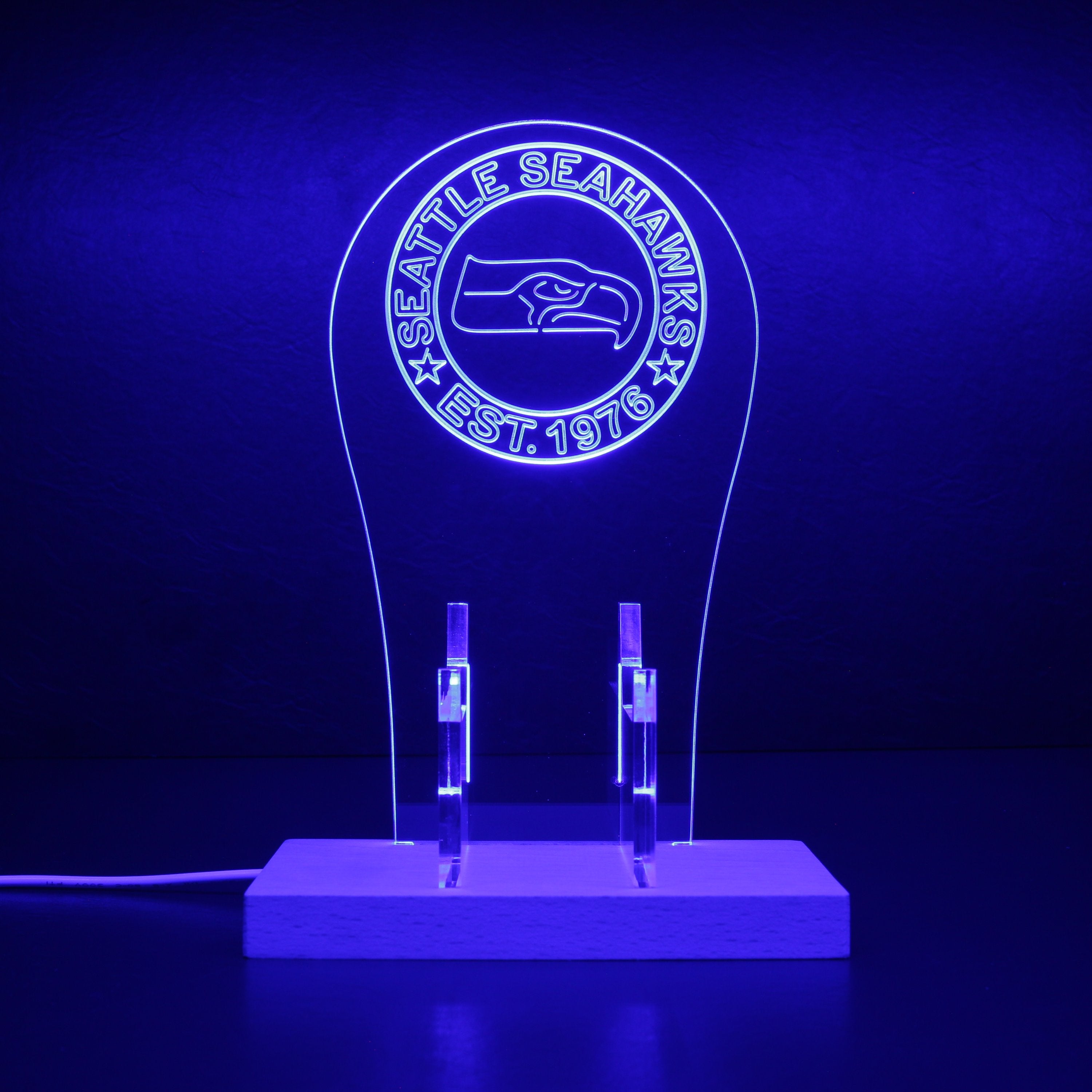 Custom Your NFL Sport Team Seattle Seahawks Est.1976 RGB LED Gaming Headset Controller Stand