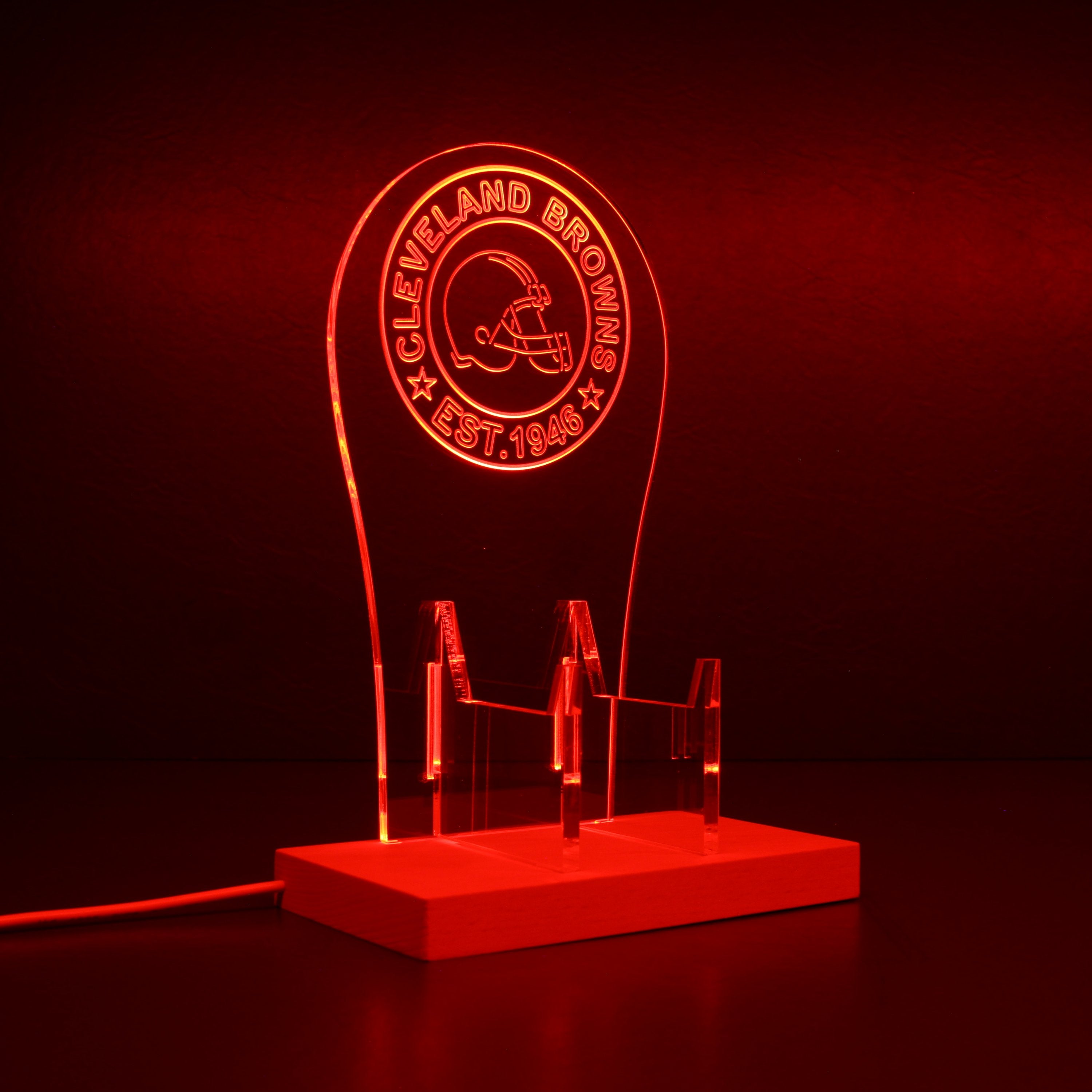 Custom Your NFL Sport Team Cleveland Browns Est.1946 RGB LED Gaming Headset Controller Stand