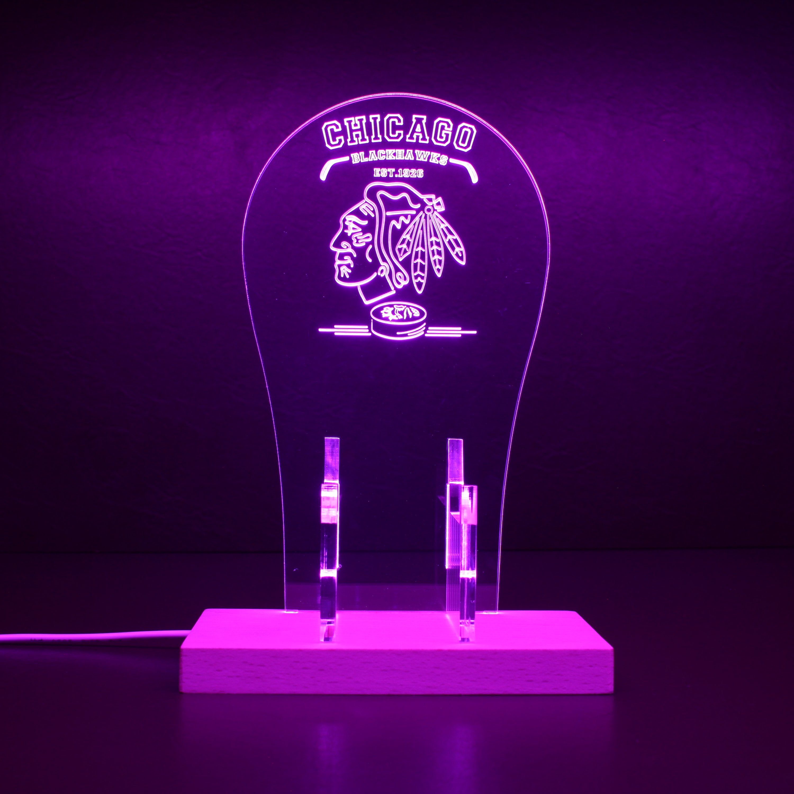 Custom Your NFL Sport Team Chicago Blackhawks Est.1926 RGB LED Gaming Headset Controller Stand