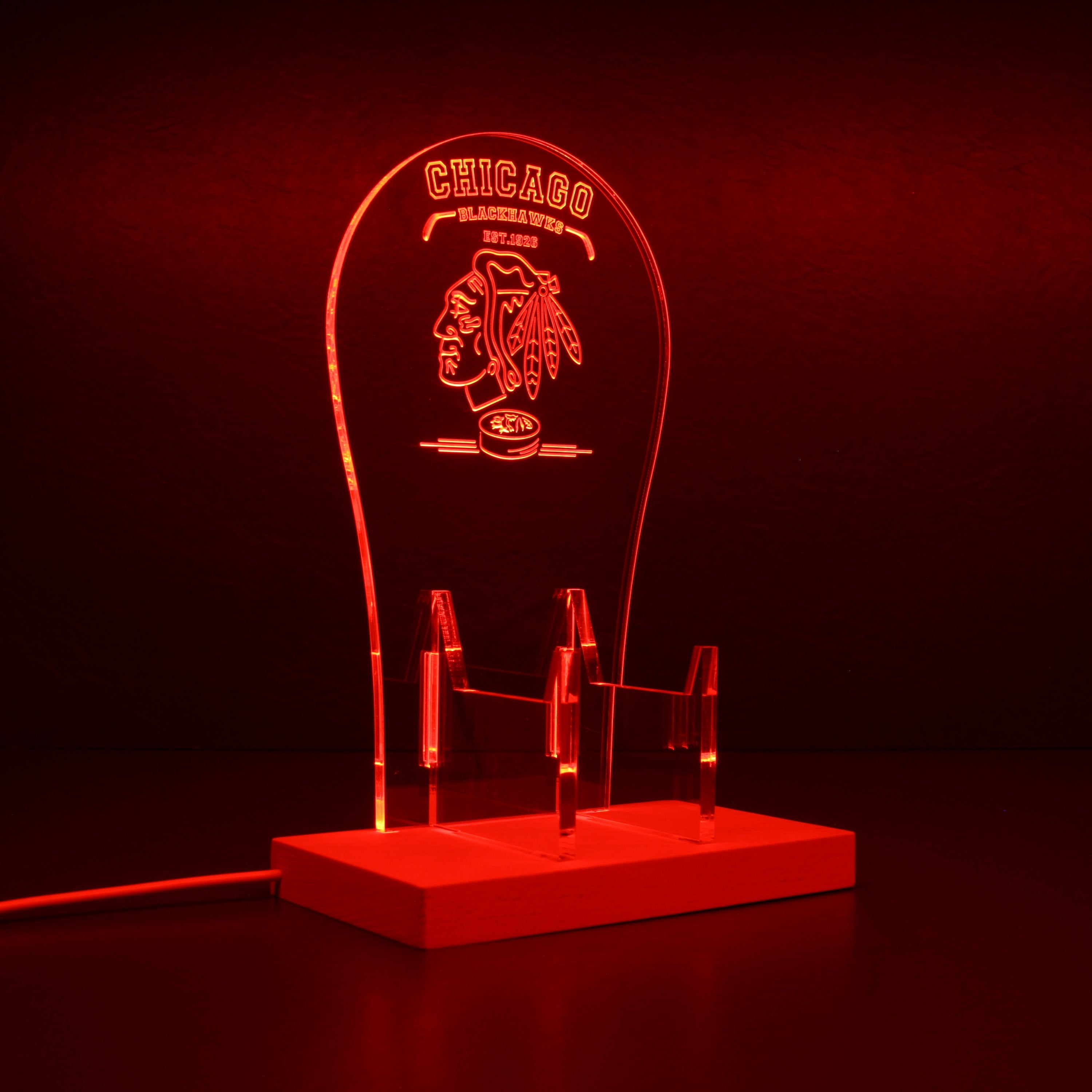 Custom Your NFL Sport Team Chicago Blackhawks Est.1926 RGB LED Gaming Headset Controller Stand