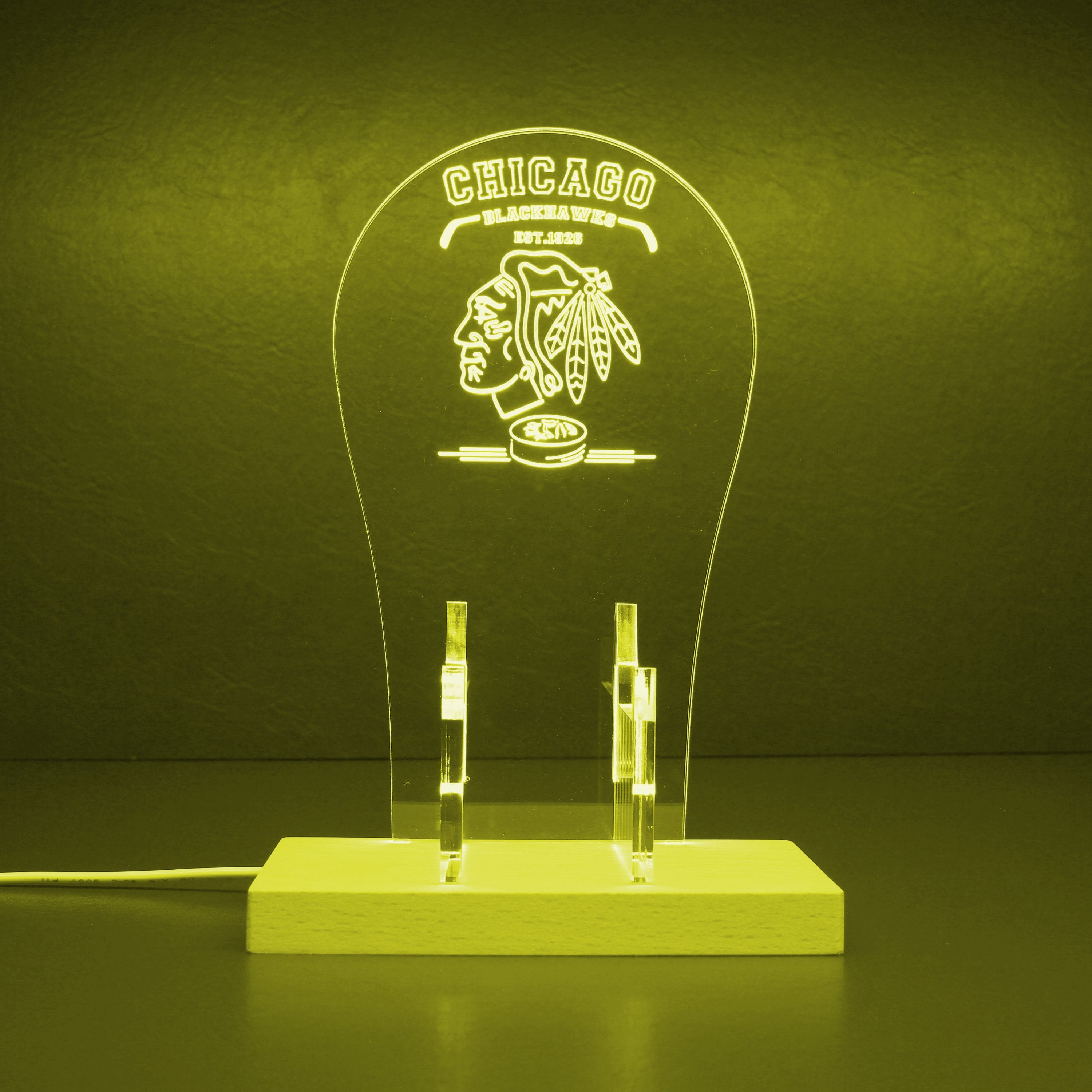 Custom Your NFL Sport Team Chicago Blackhawks Est.1926 RGB LED Gaming Headset Controller Stand