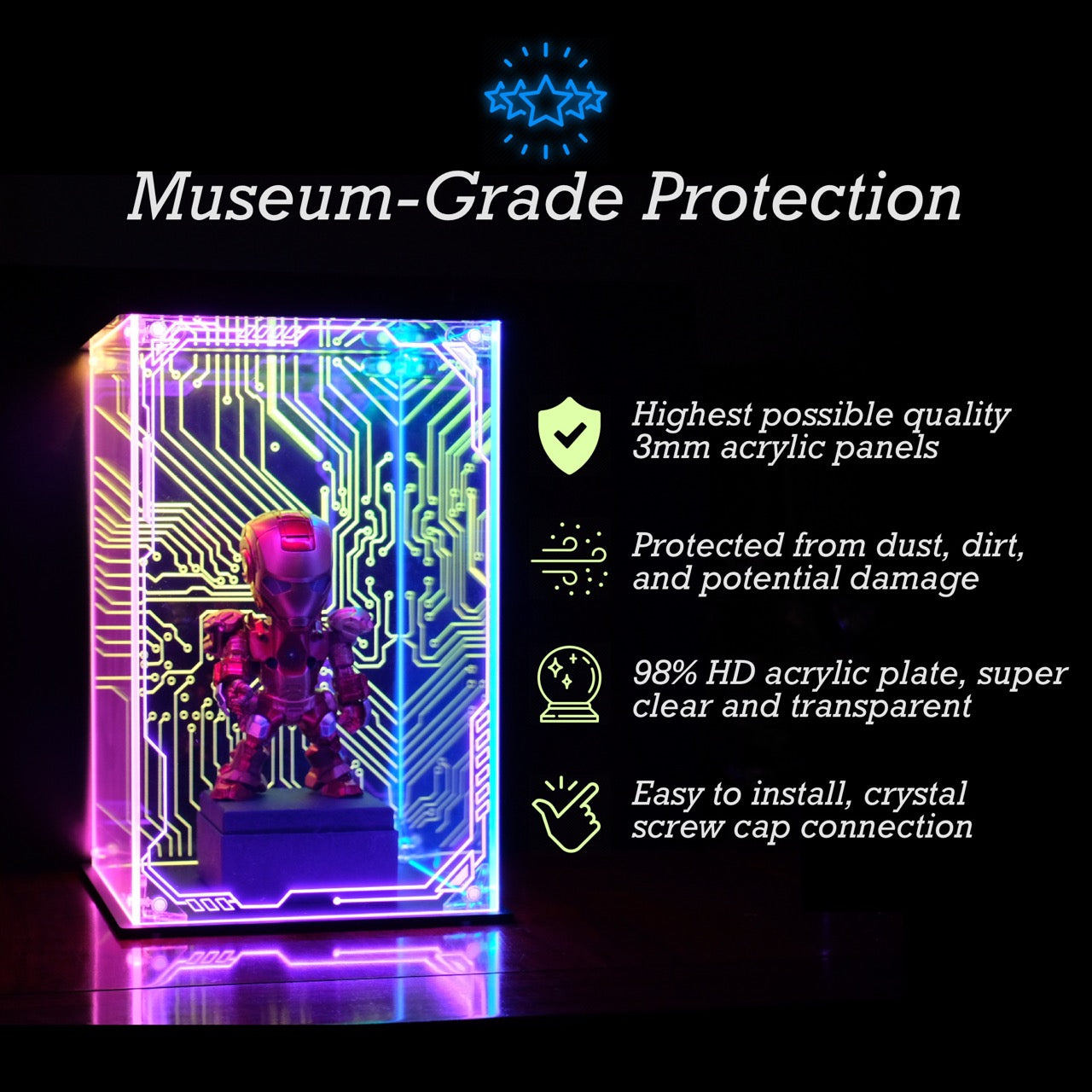 Custom LED Vertical Display Case For Funko Pop, Lego, Collectible Figures