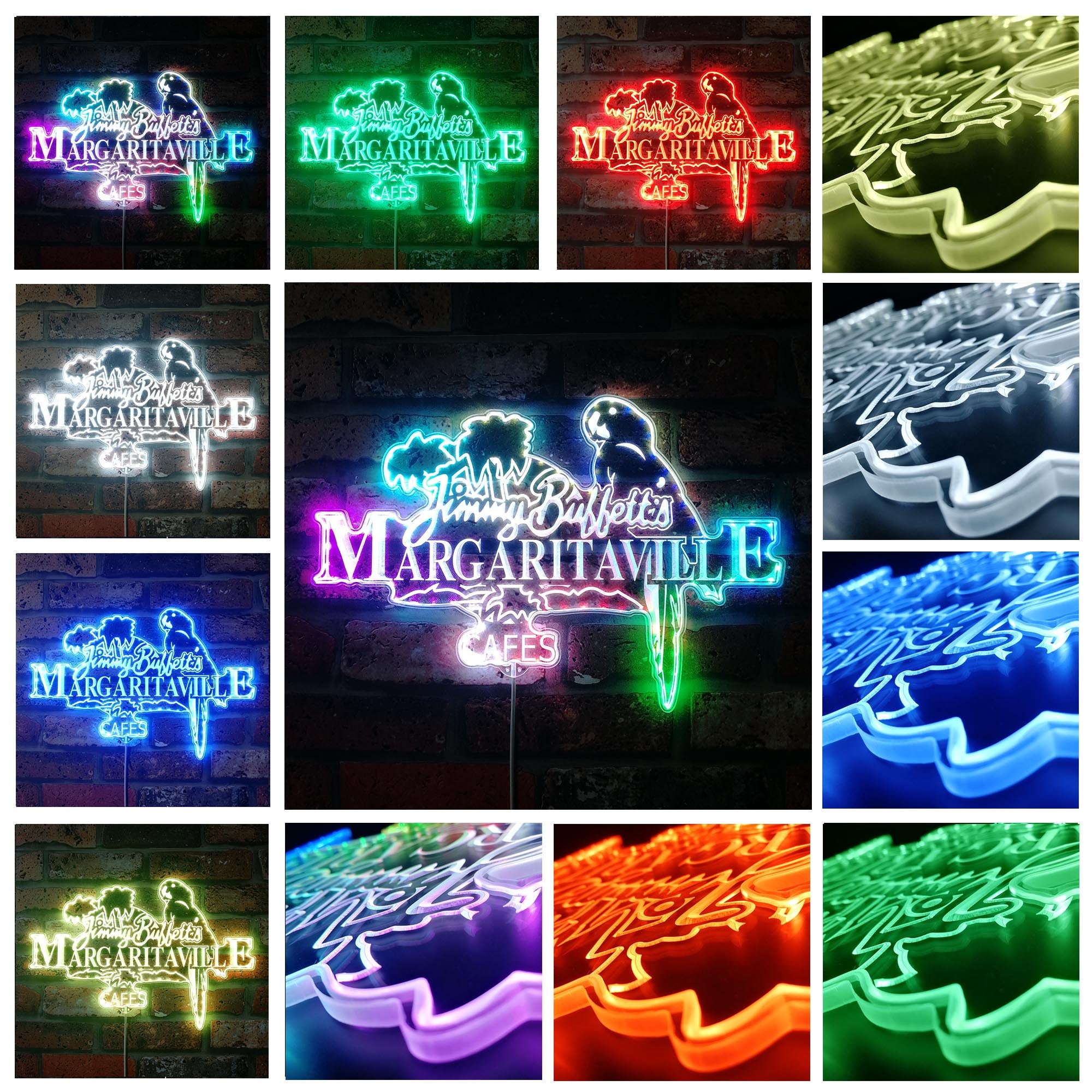 Jimmy Buffett Margaritaville Dynamic RGB Edge Lit LED Sign