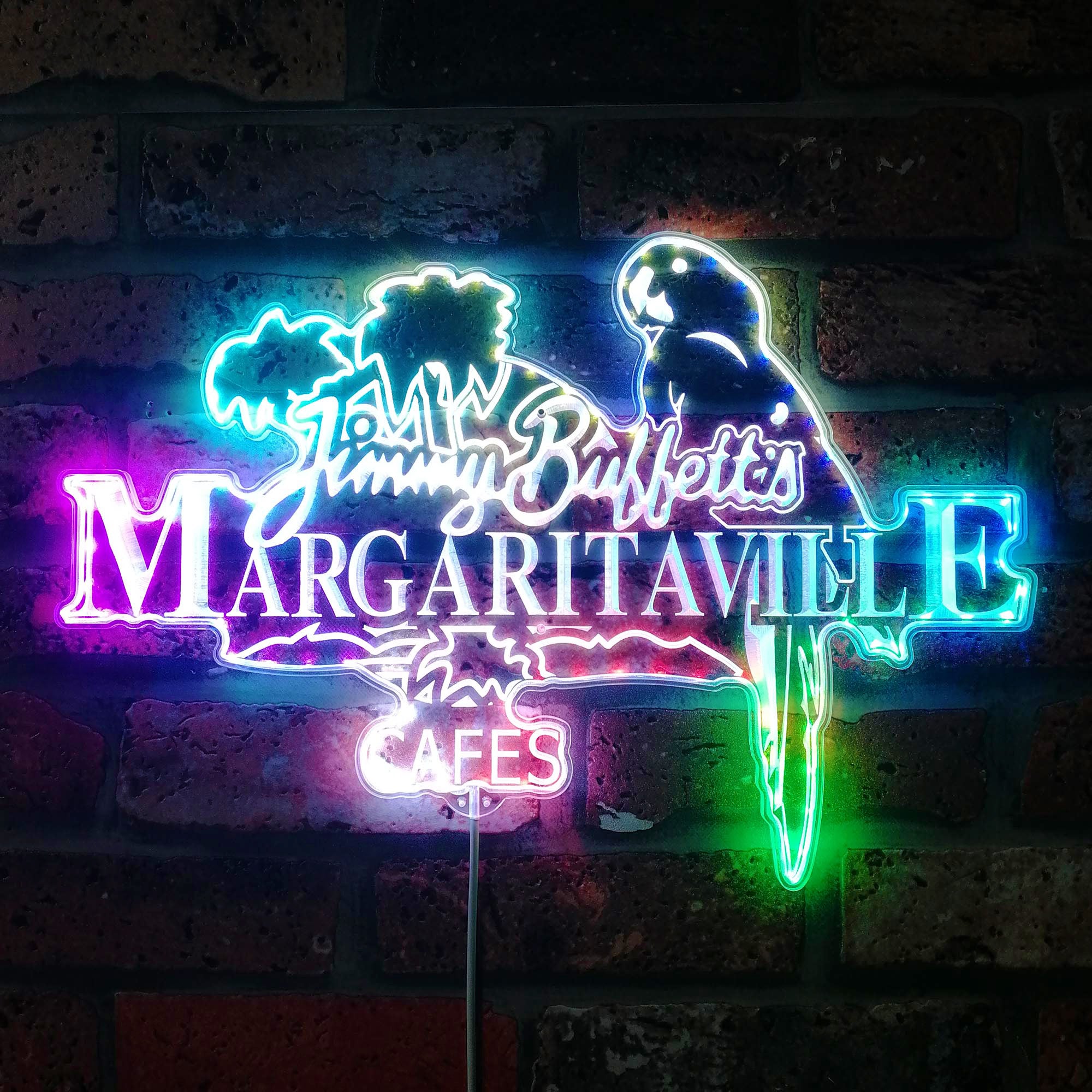 Jimmy Buffett Margaritaville Dynamic RGB Edge Lit LED Sign