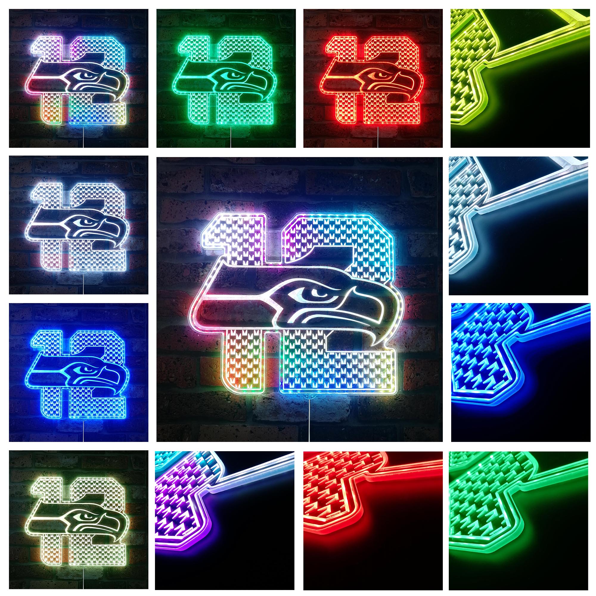 Seattle Seahawks 12th Man Dynamic RGB Edge Lit LED Sign