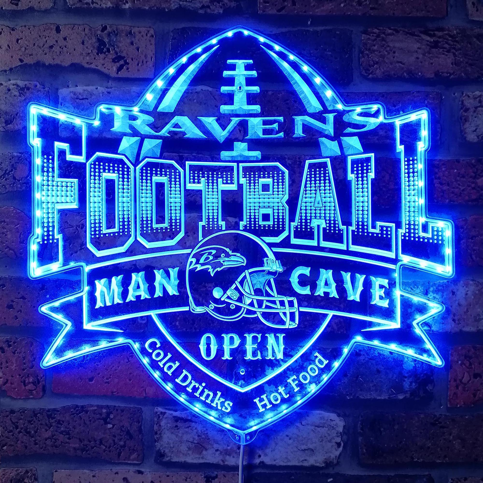 NFL Helmet Baltimore Ravens Dynamic RGB Edge Lit LED Sign