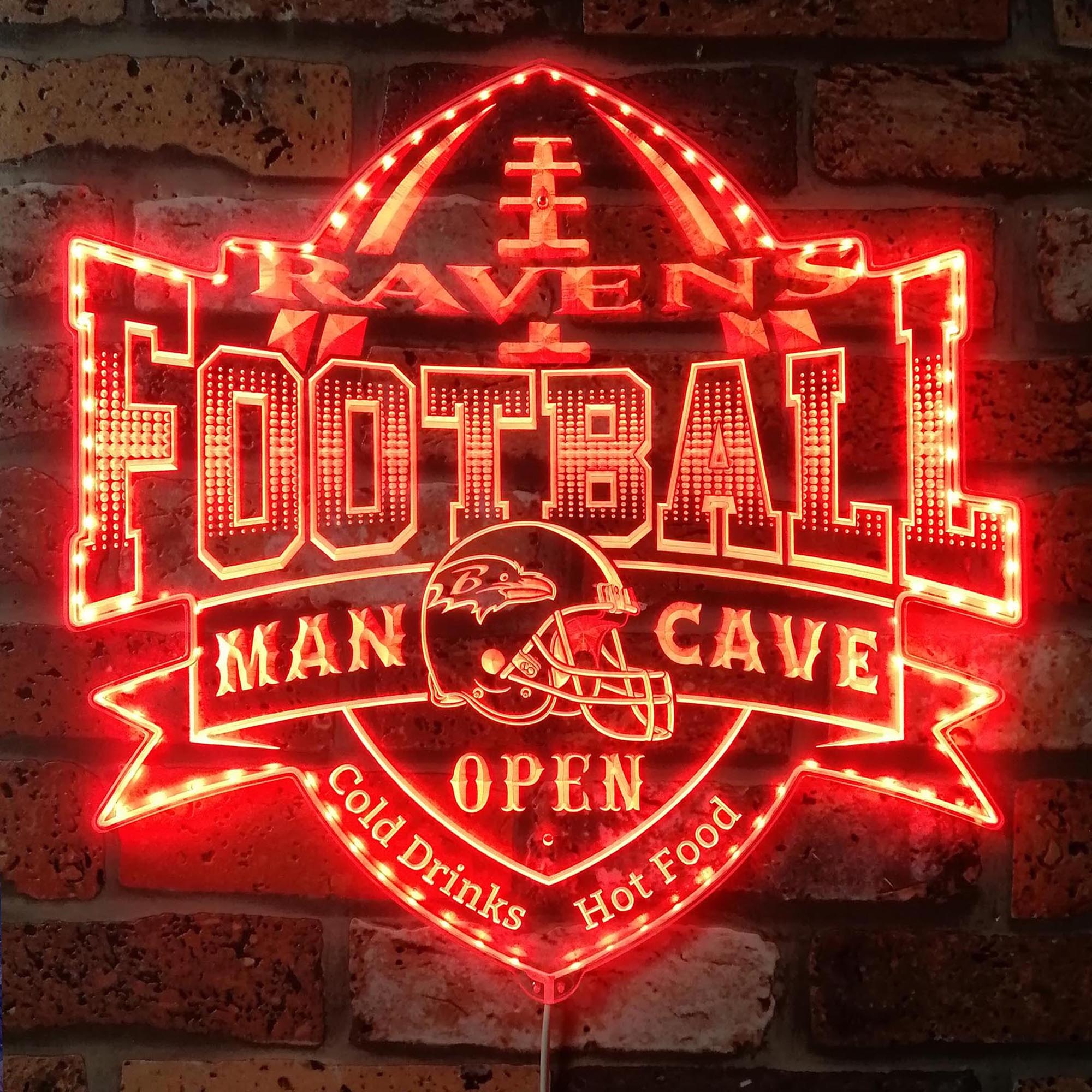 NFL Helmet Baltimore Ravens Dynamic RGB Edge Lit LED Sign