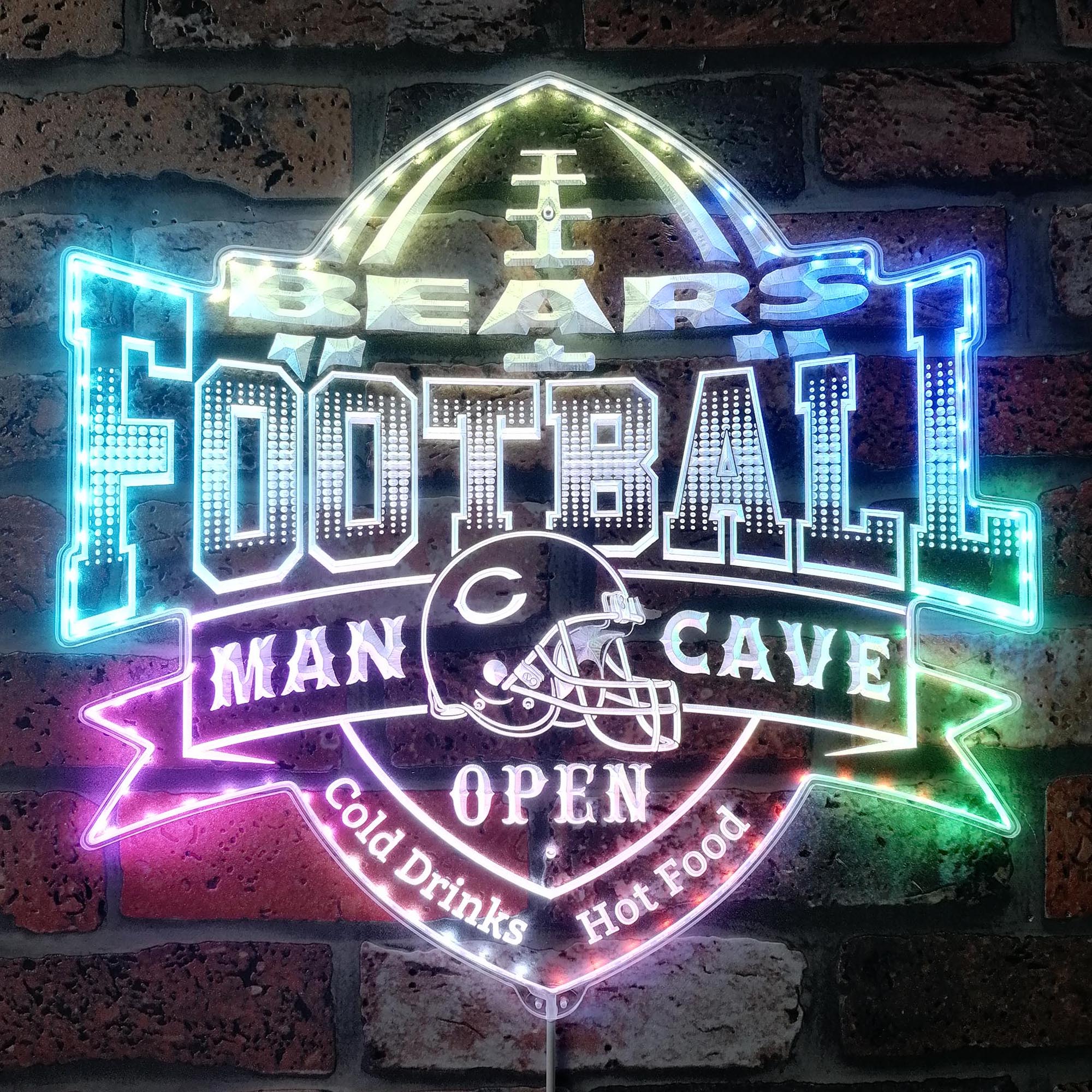 NFL Helmet Chicago Bears Club Dynamic RGB Edge Lit LED Sign