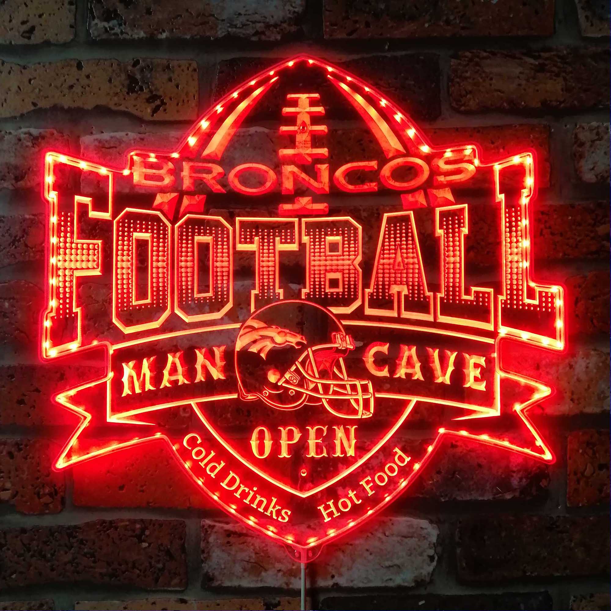 NFL Denver Broncos Football Dynamic RGB Edge Lit LED Sign