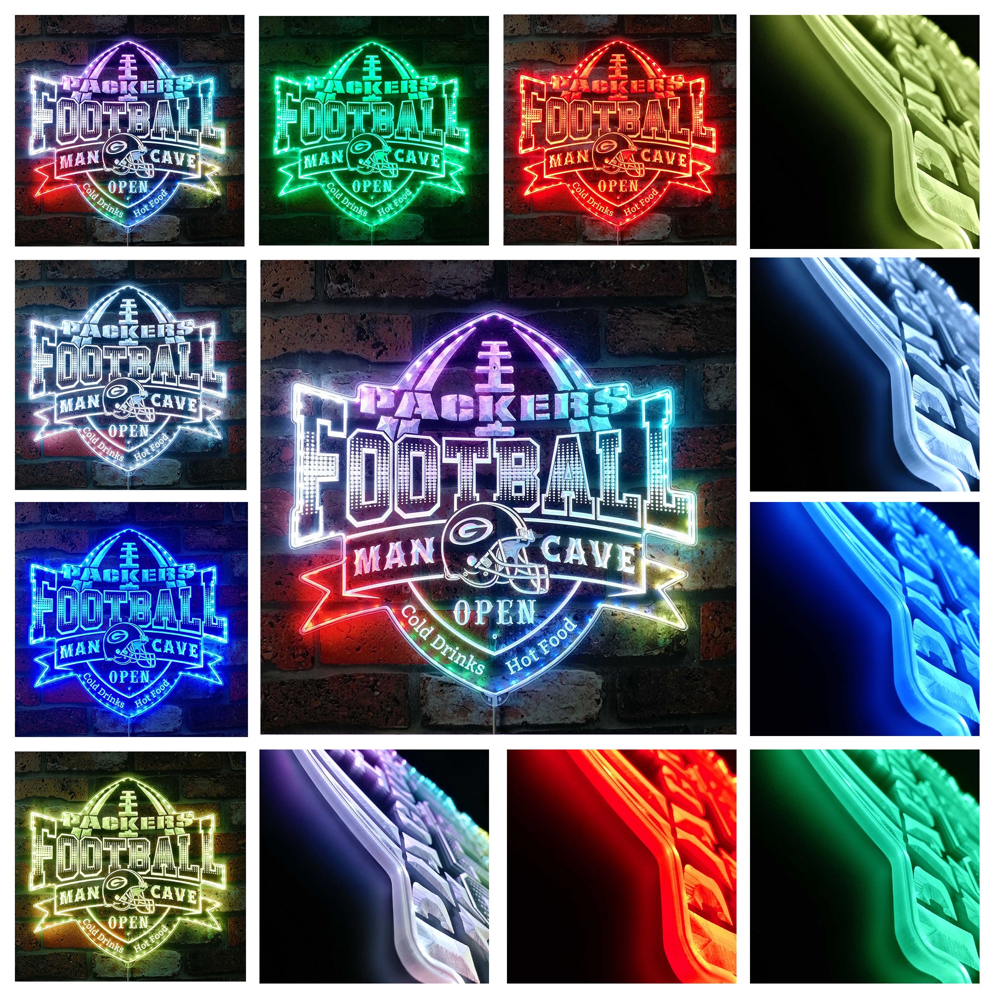 NFL Green Bay Packers Football Dynamic RGB Edge Lit LED Sign