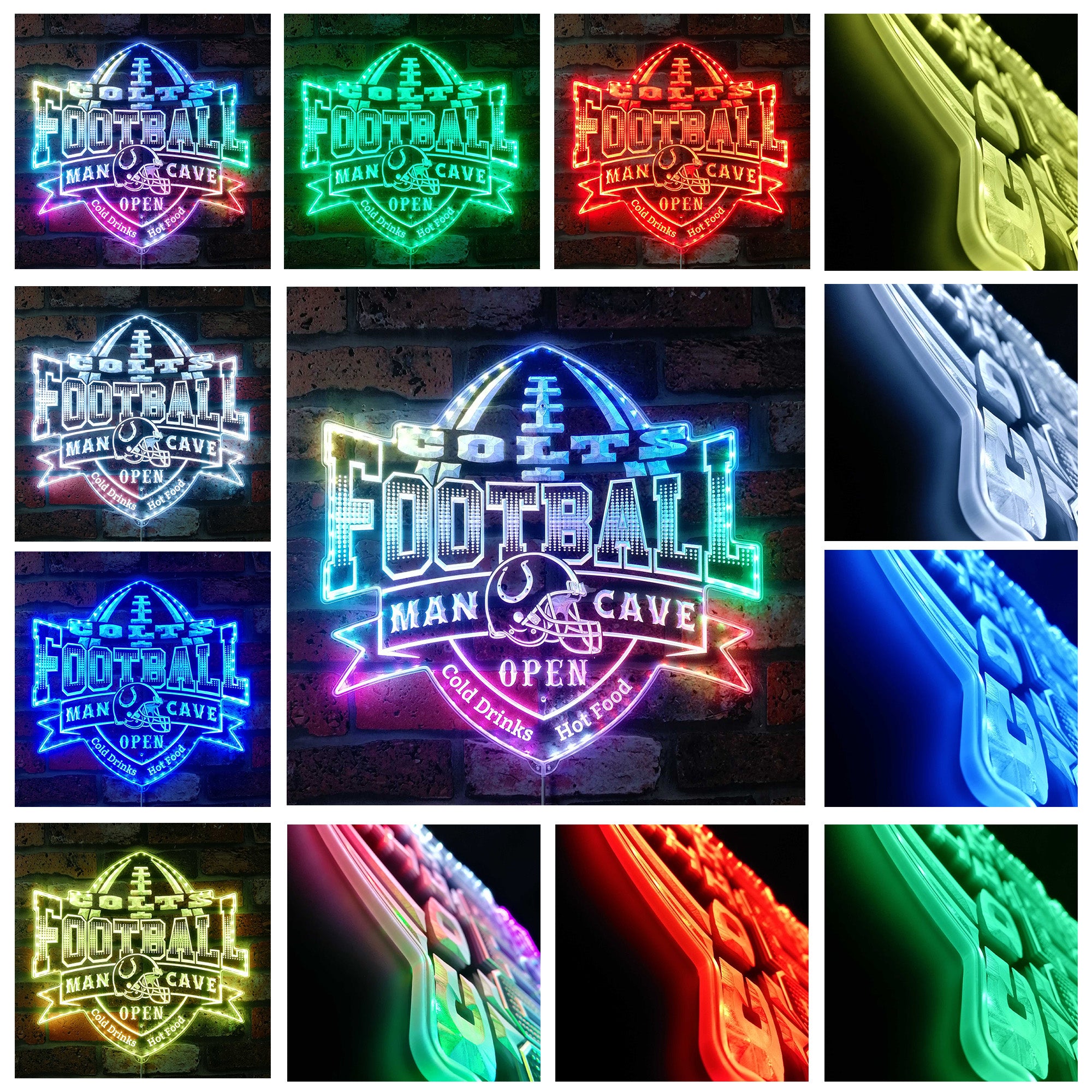 NFL Indianapolis Colts Football Club Dynamic RGB Edge Lit LED Sign