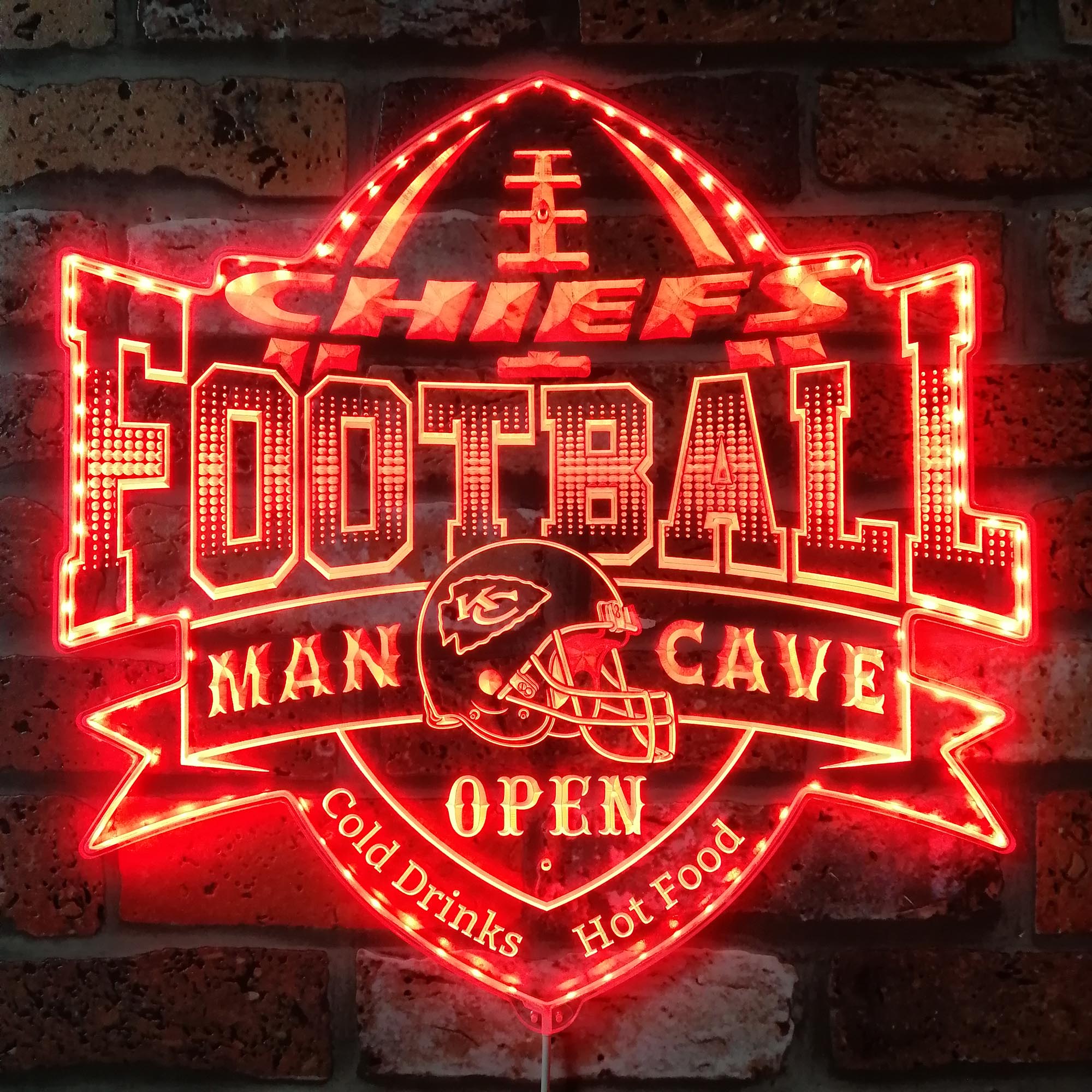 NFL Kansas City Chiefs Football Dynamic RGB Edge Lit LED Sign