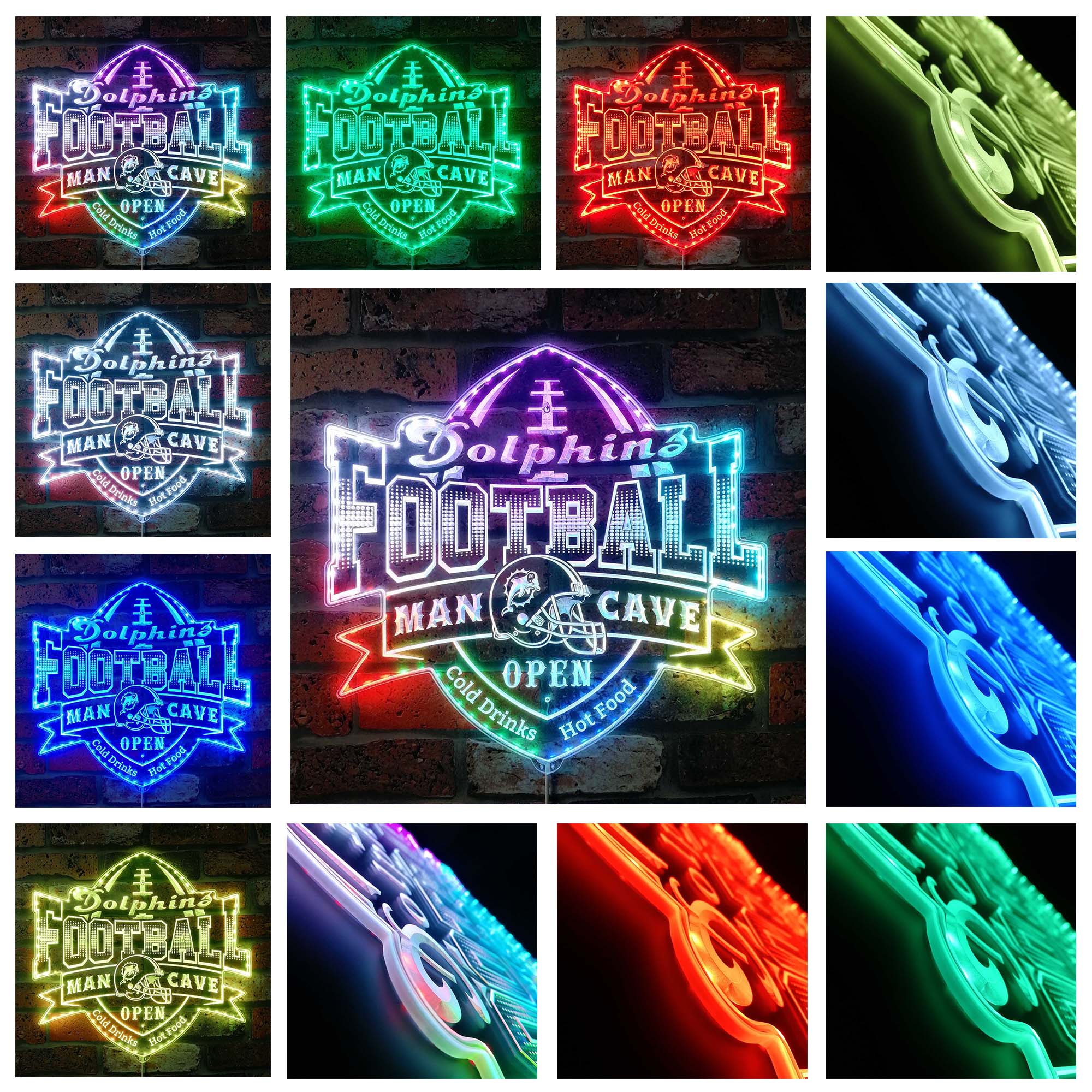 NFL Miami Dolphins Football Sport Dynamic RGB Edge Lit LED Sign