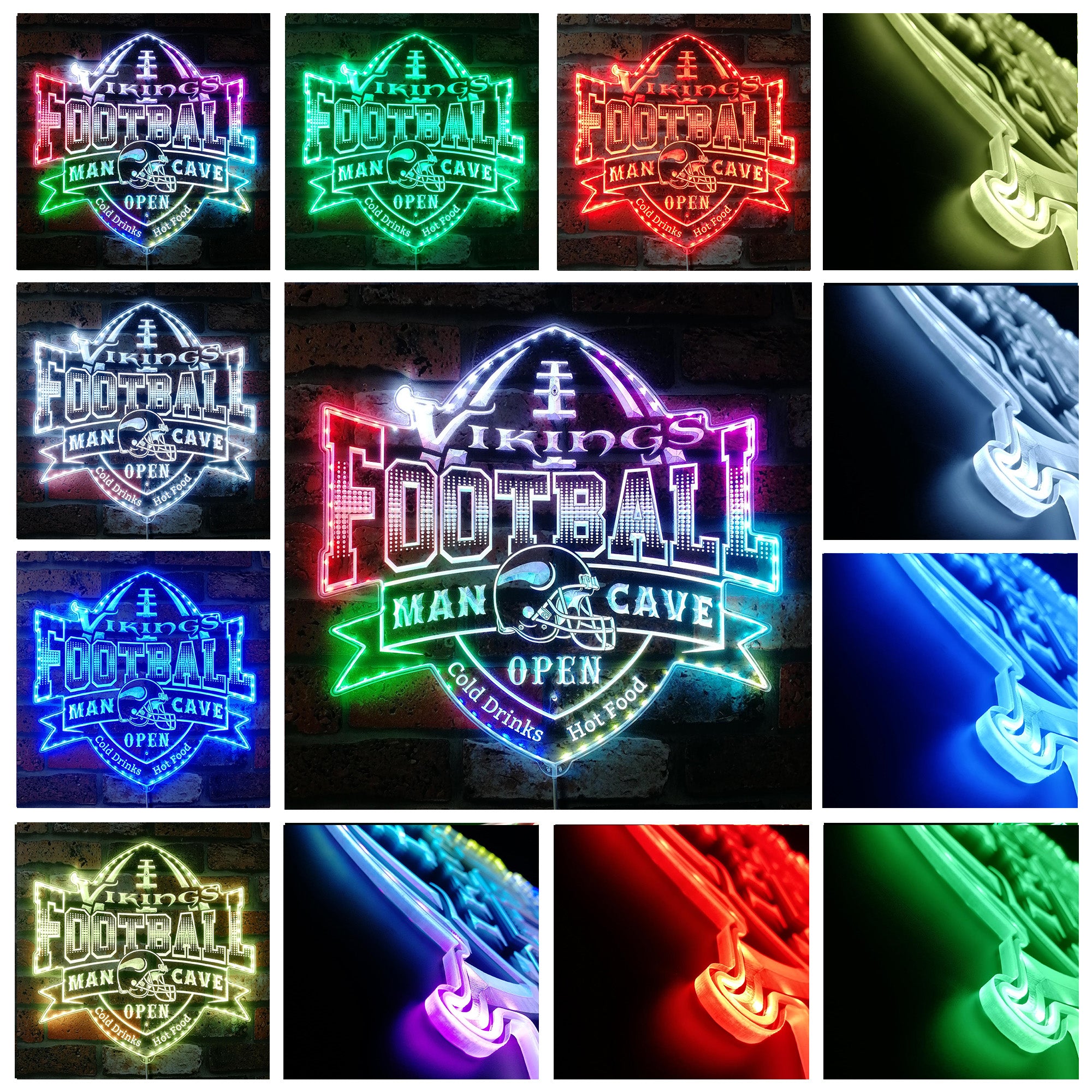 NFL Minnesota Vikings Football Dynamic RGB Edge Lit LED Sign