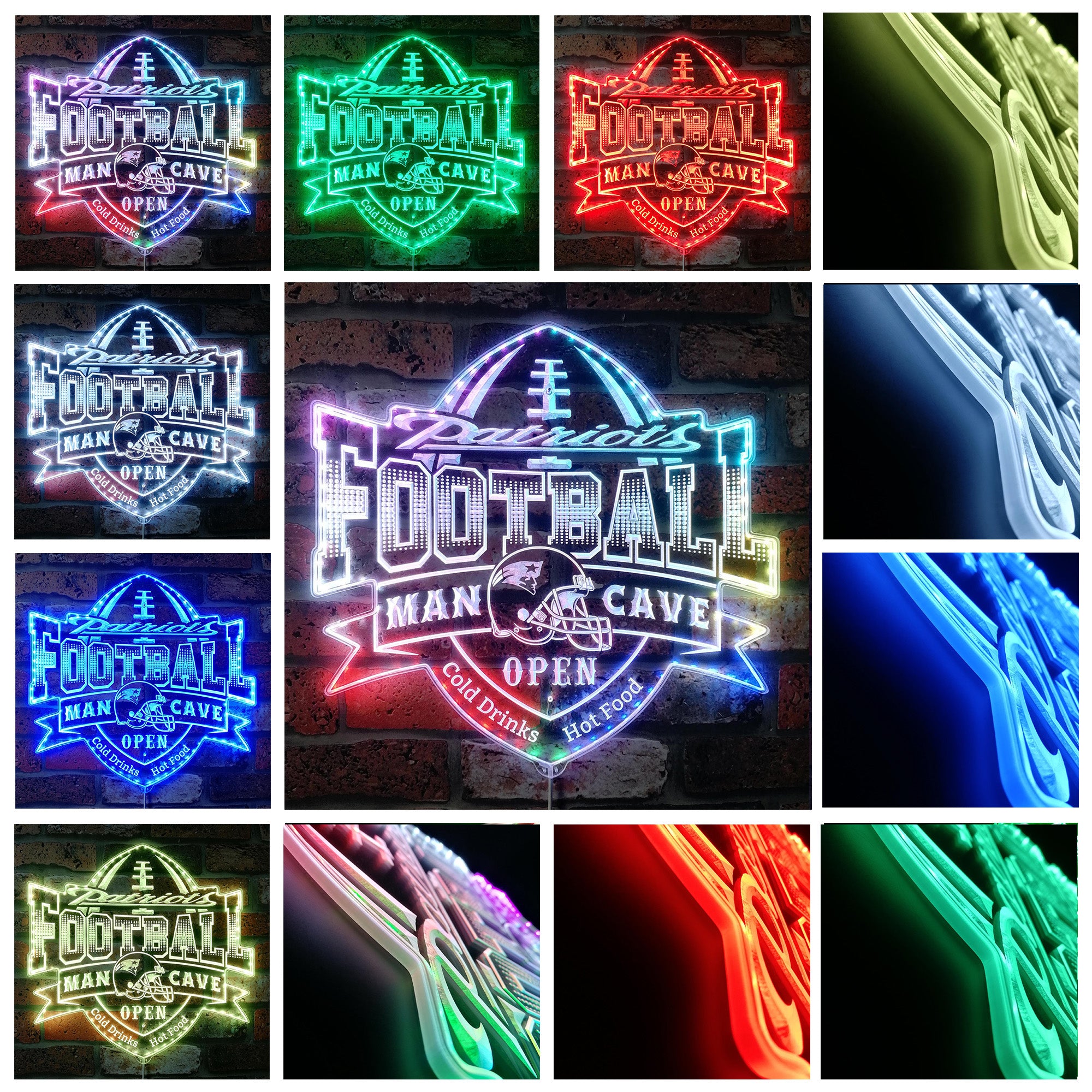 NFL New England Patriots Football Dynamic RGB Edge Lit LED Sign