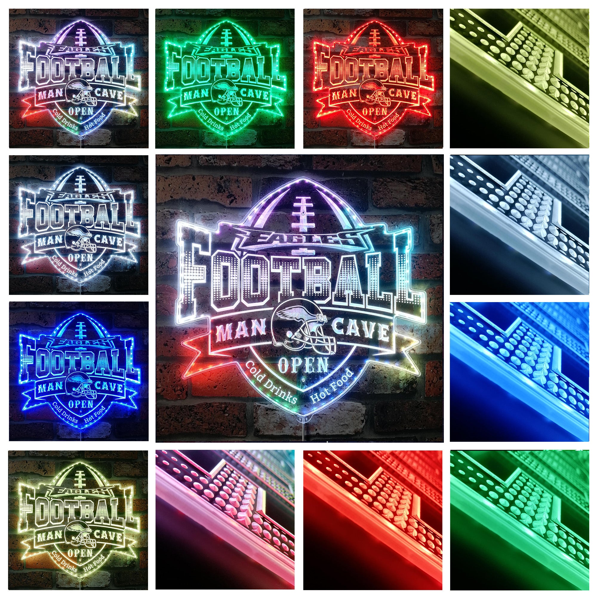 NFL Philadelphia Eagles Football Club Dynamic RGB Edge Lit LED Sign