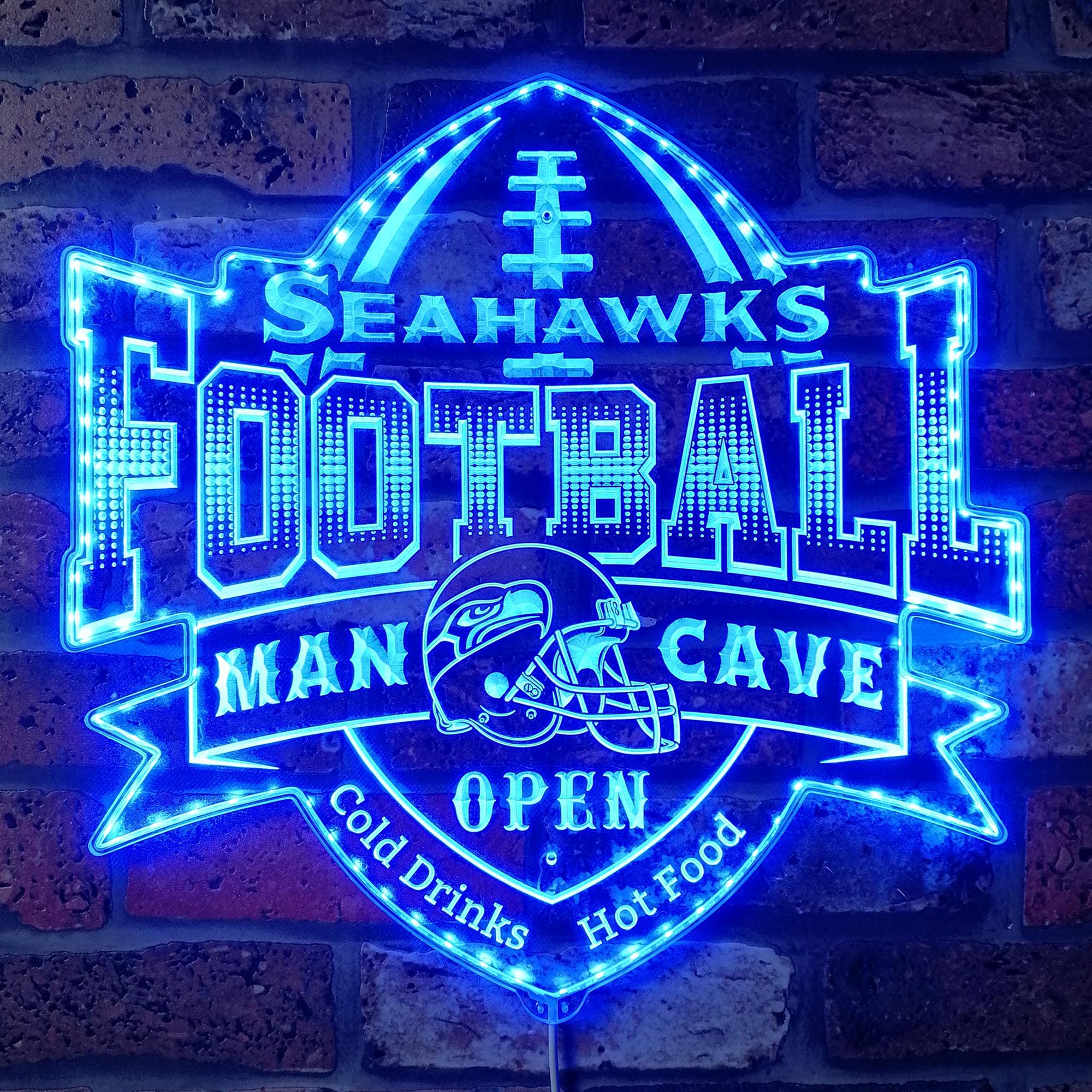 NFL Seattle Seahawks Football Dynamic RGB Edge Lit LED Sign