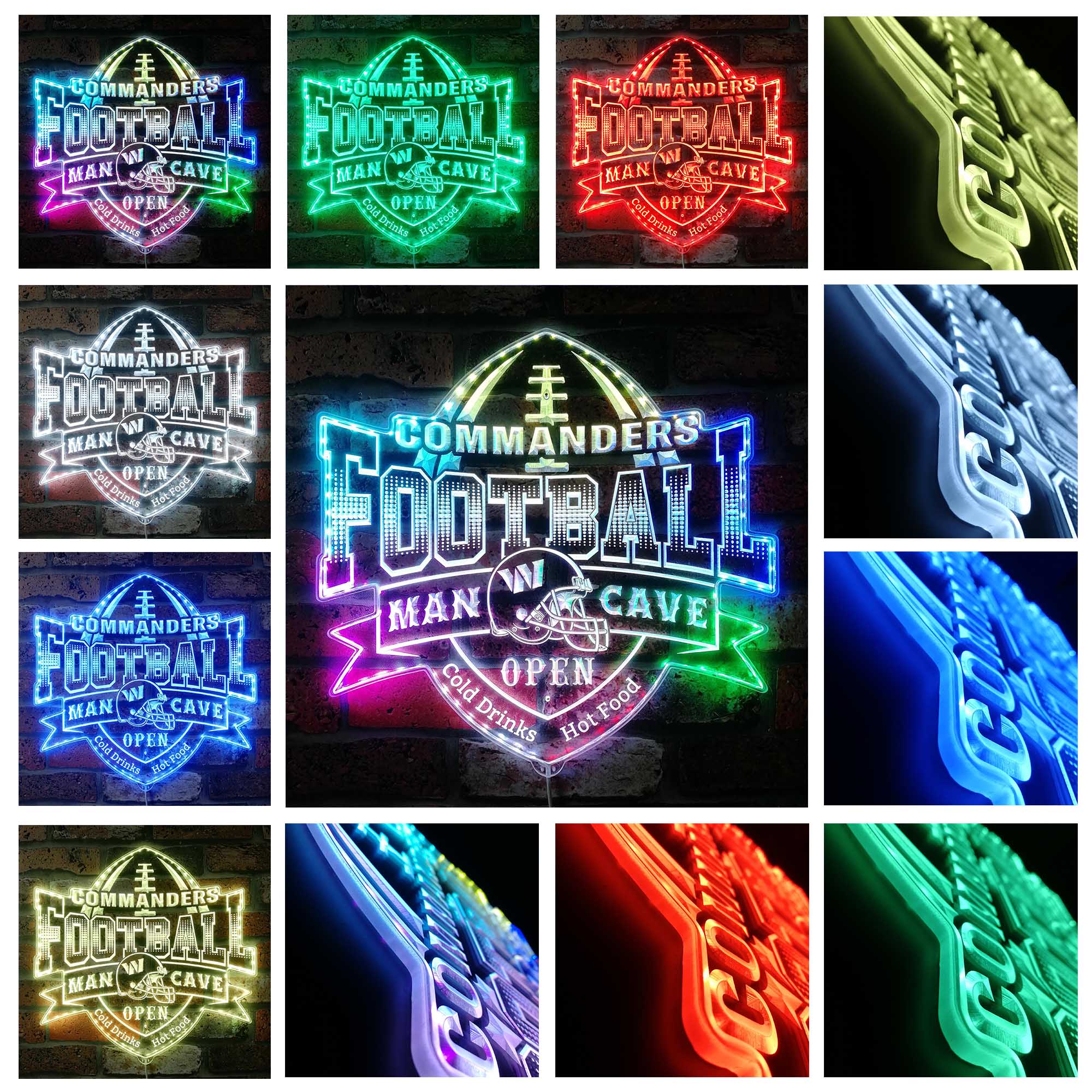 NFL Washington Commanders Helmet Dynamic RGB Edge Lit LED Sign