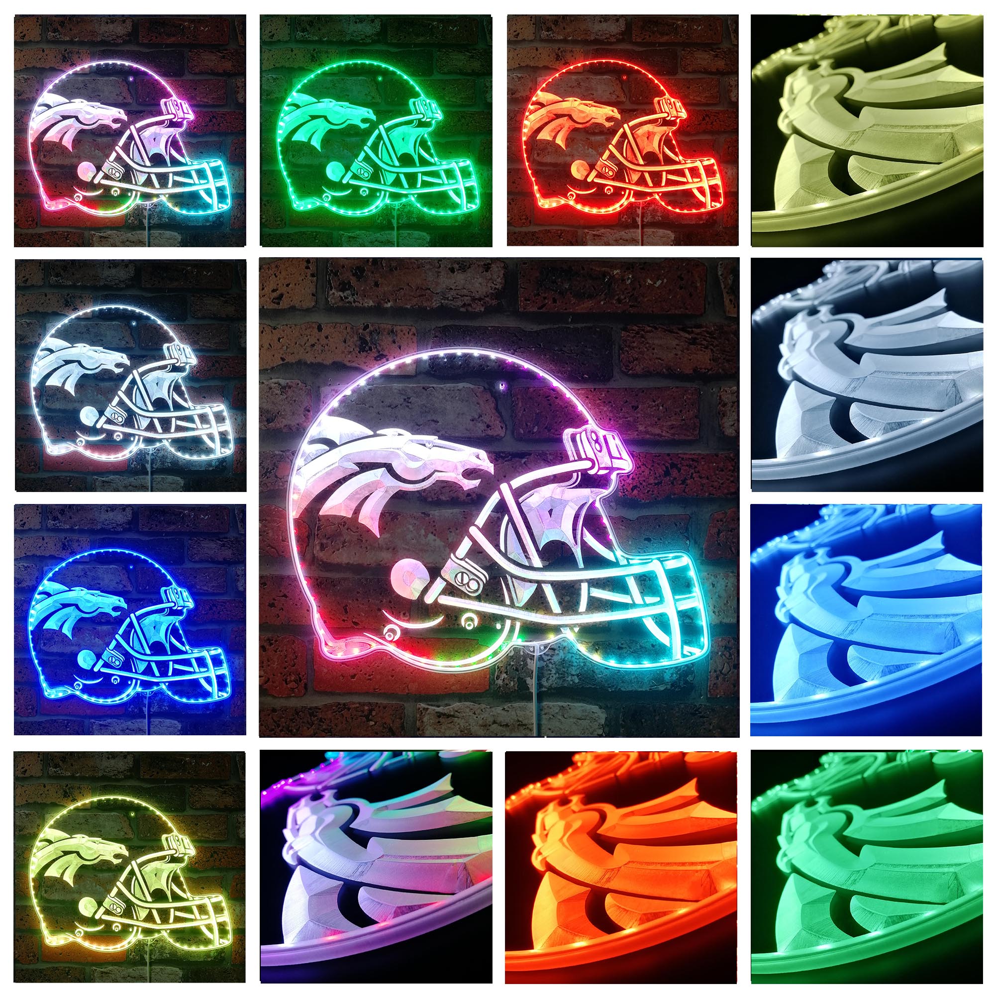 NFL Denver Broncos Football Dynamic RGB Edge Lit LED Sign