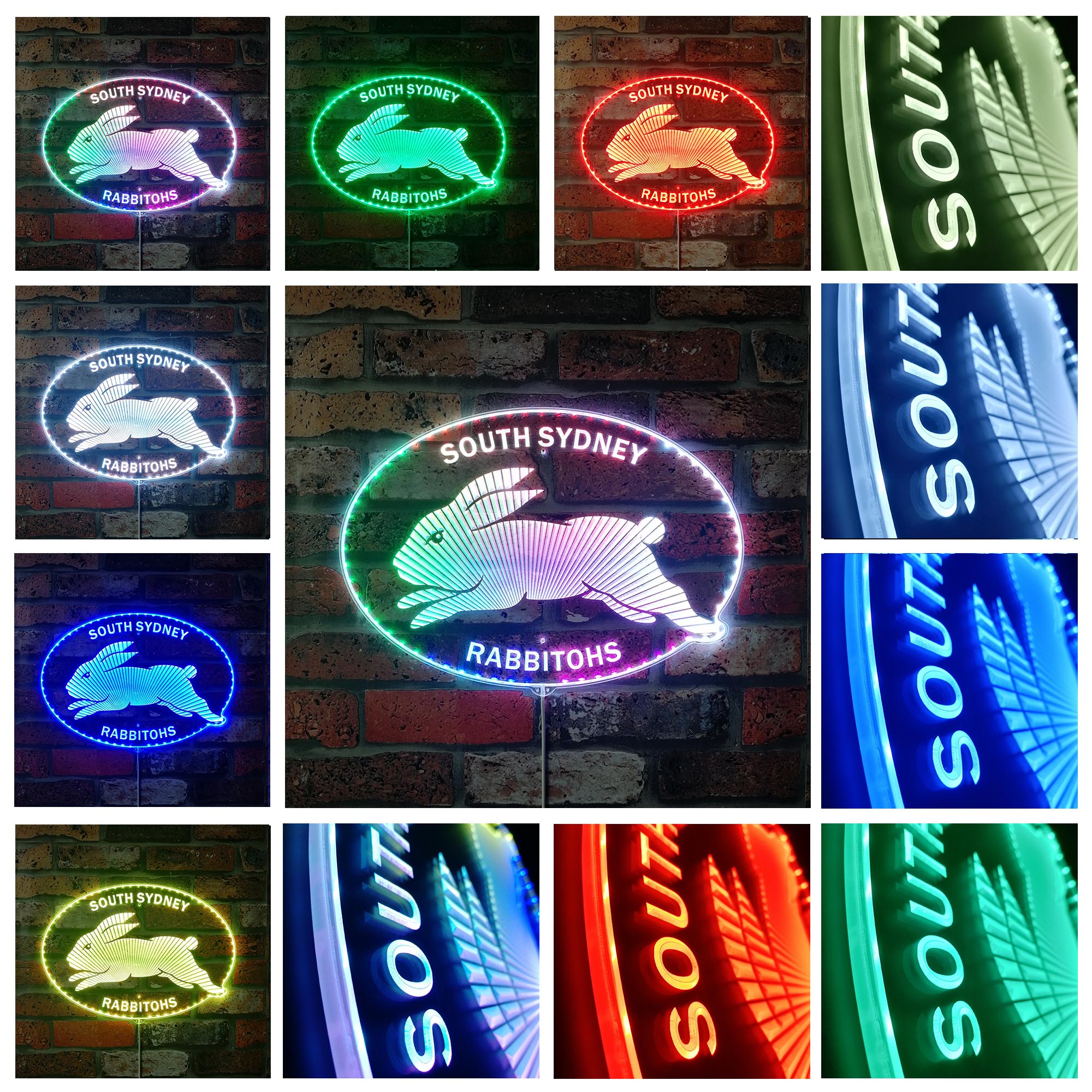 South Sydney Rabbitohs Dynamic RGB Edge Lit LED Sign