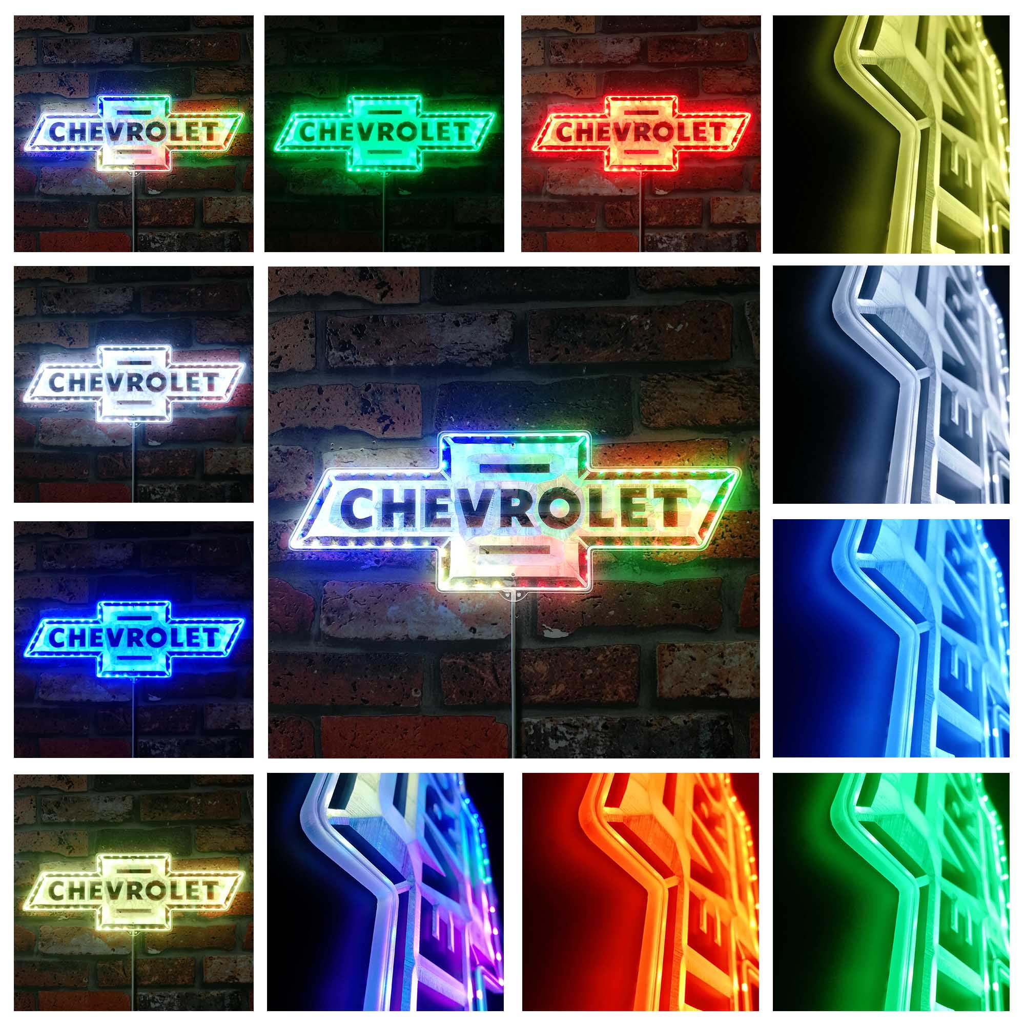 Chevy Led Sign Chevrolet Dynamic RGB Edge Lit LED Sign | LEDLABCAVE – joyatwall