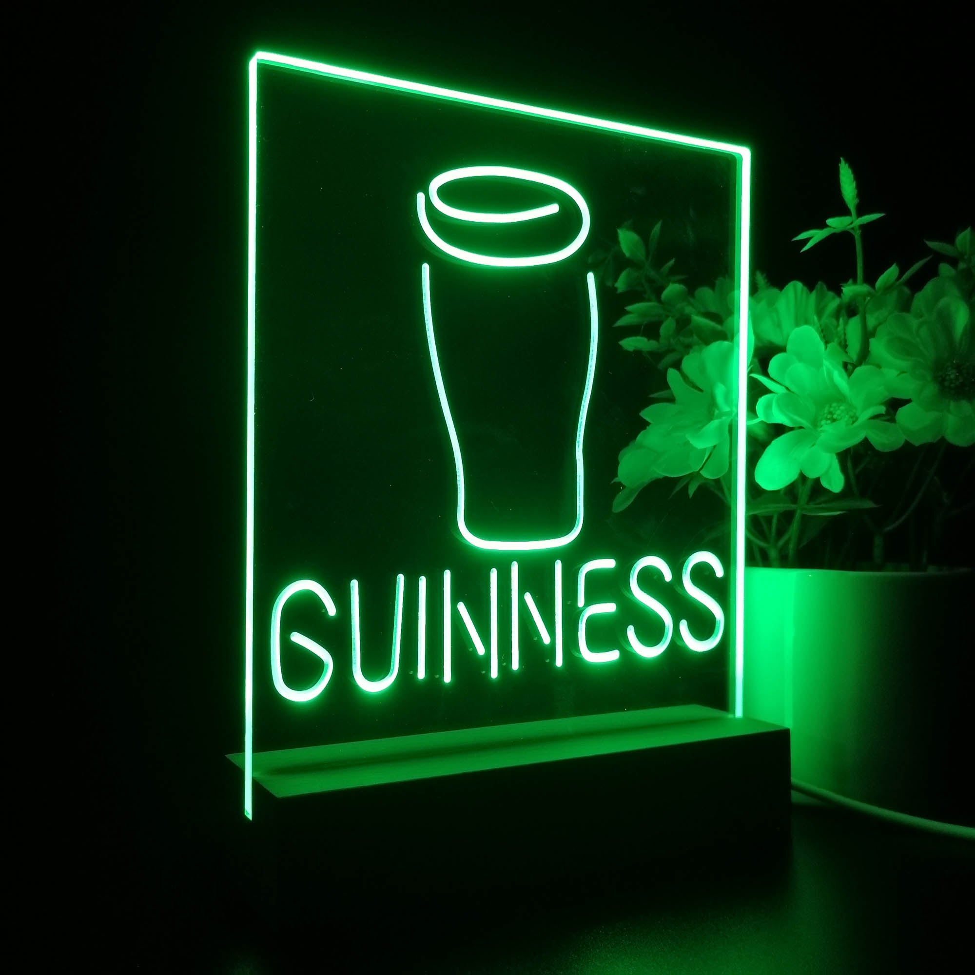 Guinness Glass Beer on tap Bar Decor Night Light LED Sign