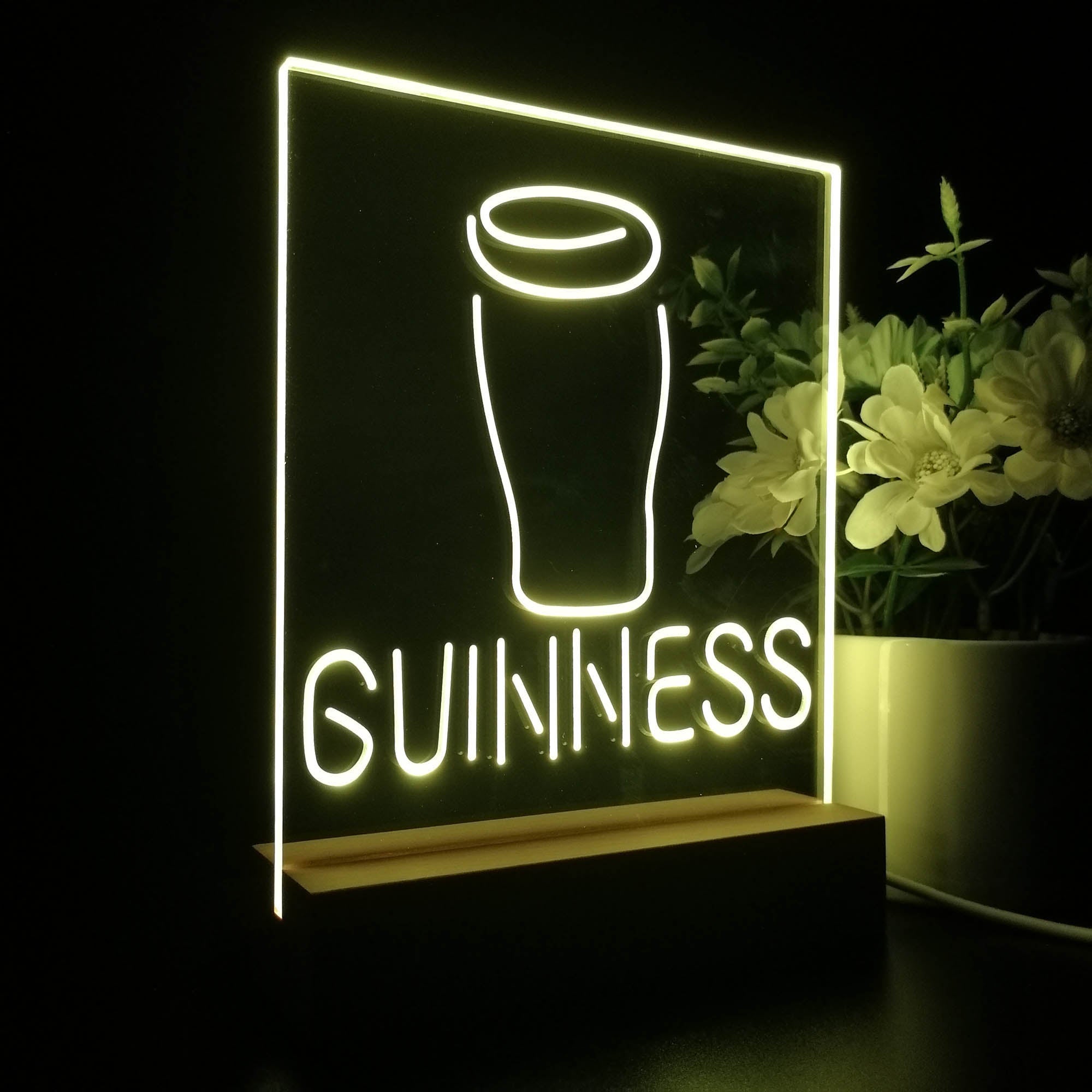 Guinness Glass Beer on tap Bar Decor Night Light LED Sign