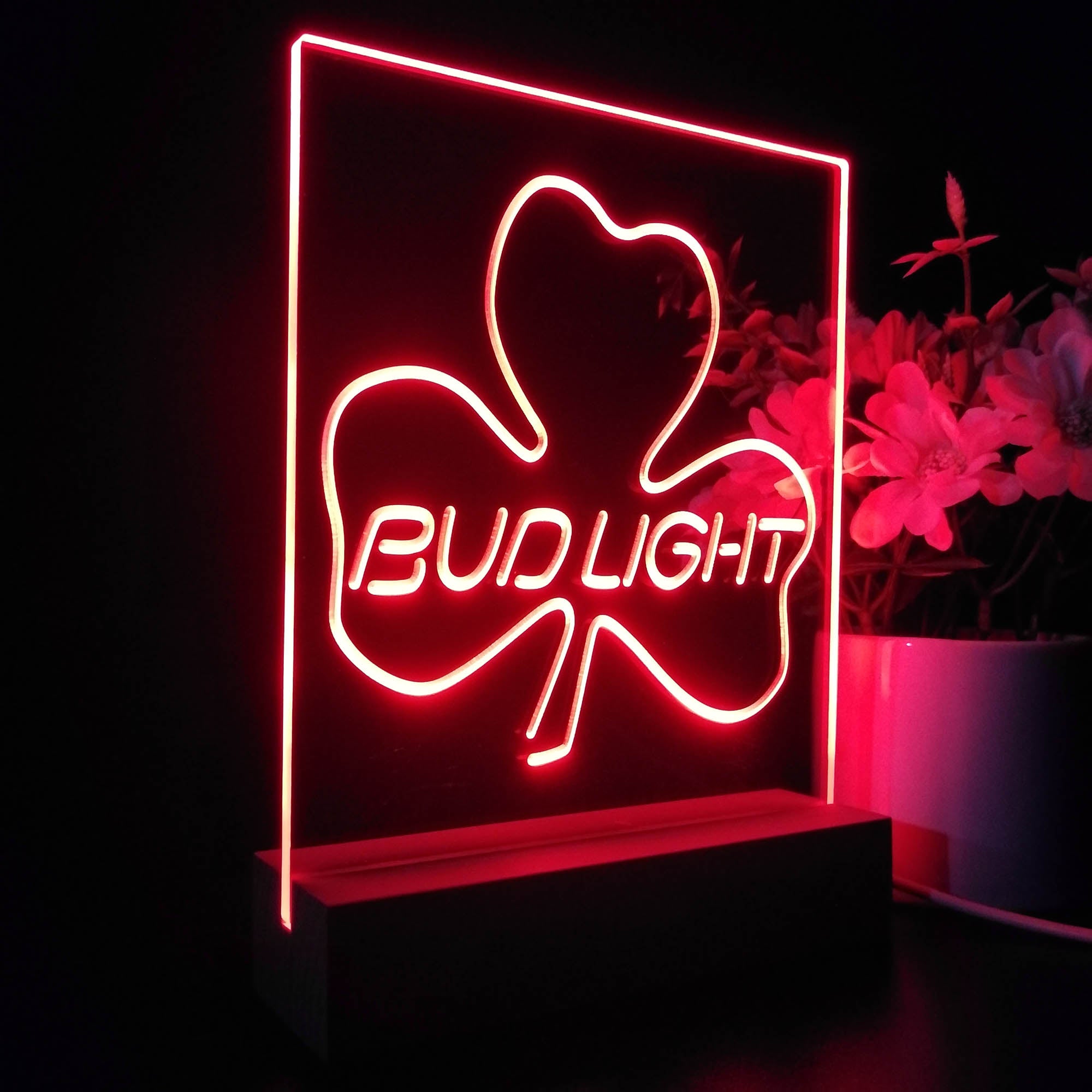 Bud Light Shamrock Beer Bar Night Light LED Sign
