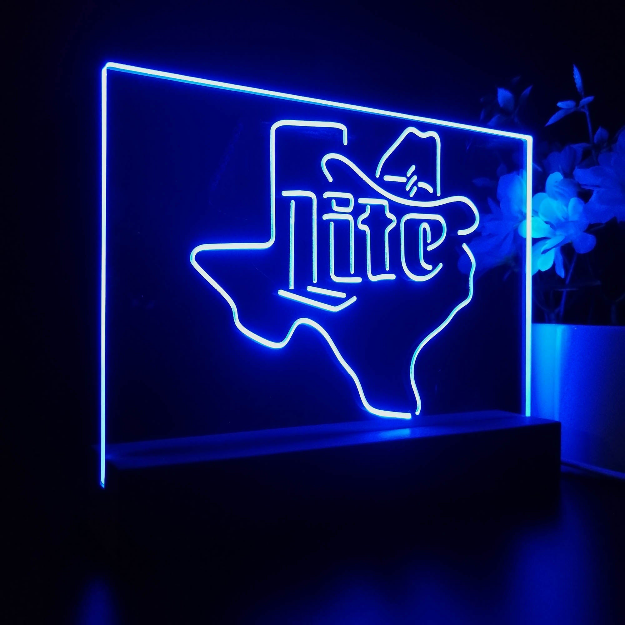 Miller Lite Cowboys Hat Texas Night Light 3D Illusion Lamp Home Bar Decor