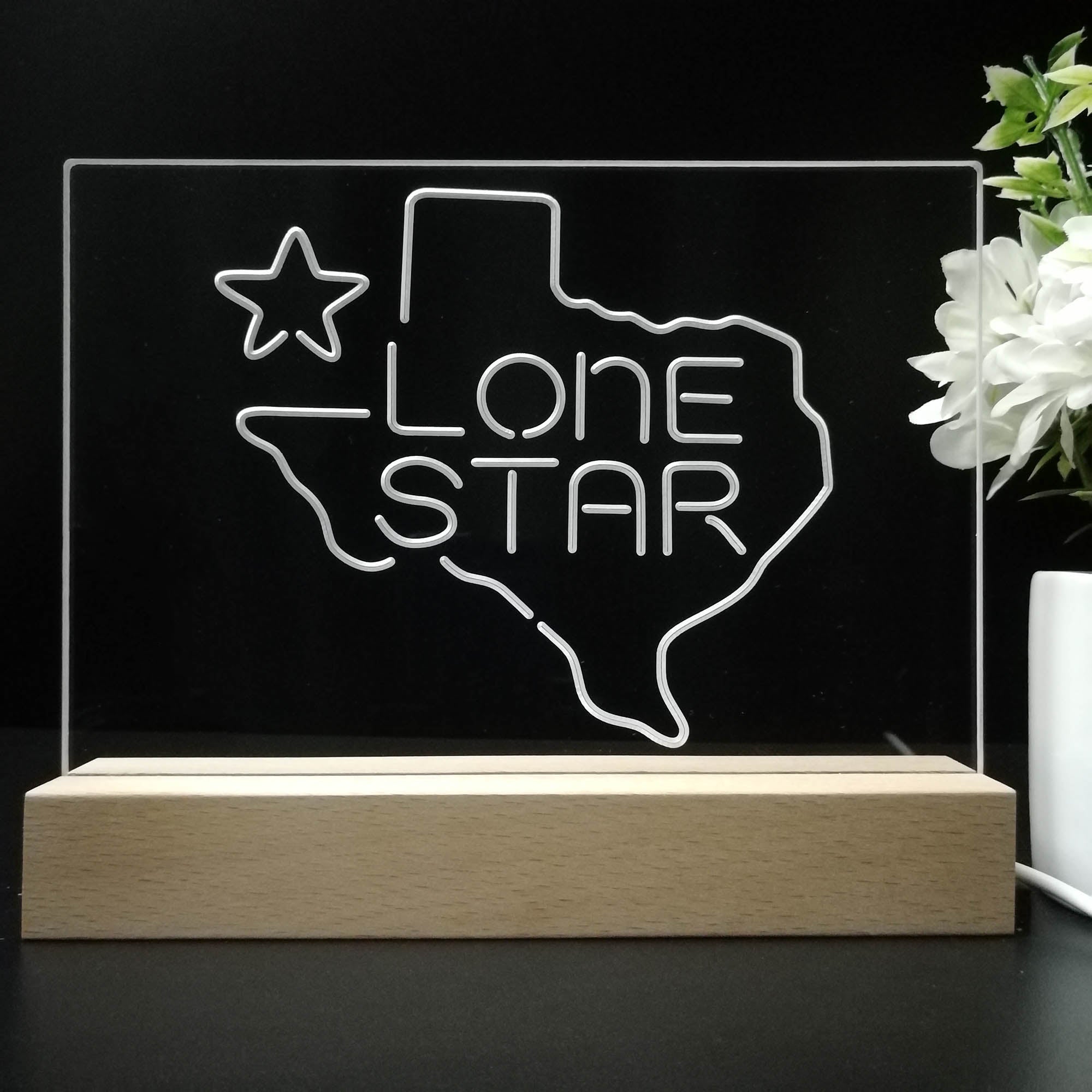 Texas Lone Star Beer Bar Night Light 3D Illusion Lamp Home Bar Decor