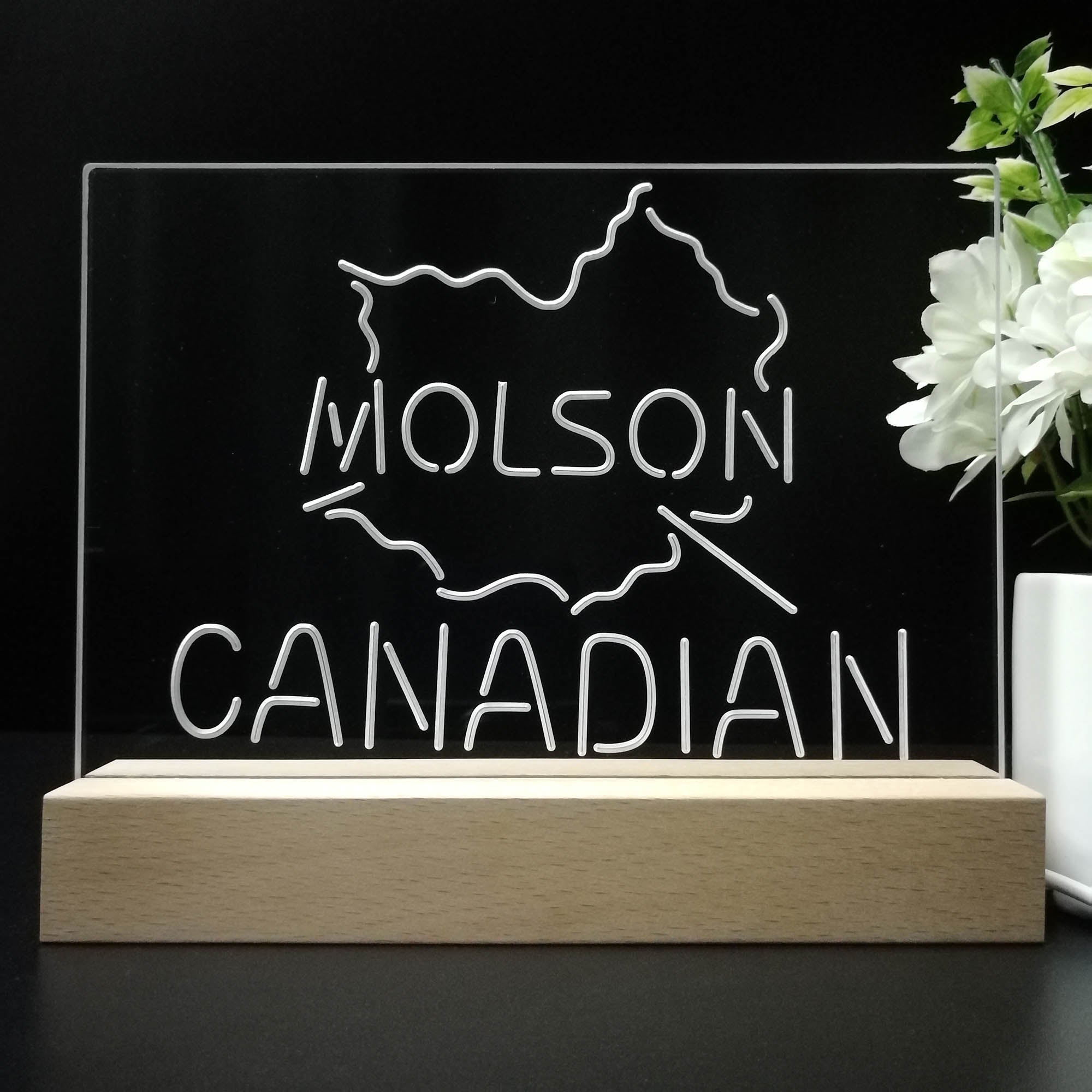 Molson Canadian Beer Bar Night Light 3D Illusion Lamp Home Bar Decor