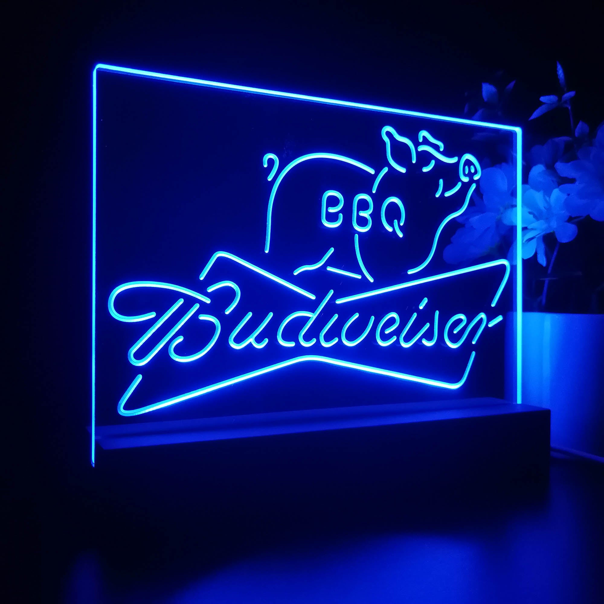 Budweiser BBQ Bar Night Light 3D Illusion Lamp Home Bar Decor