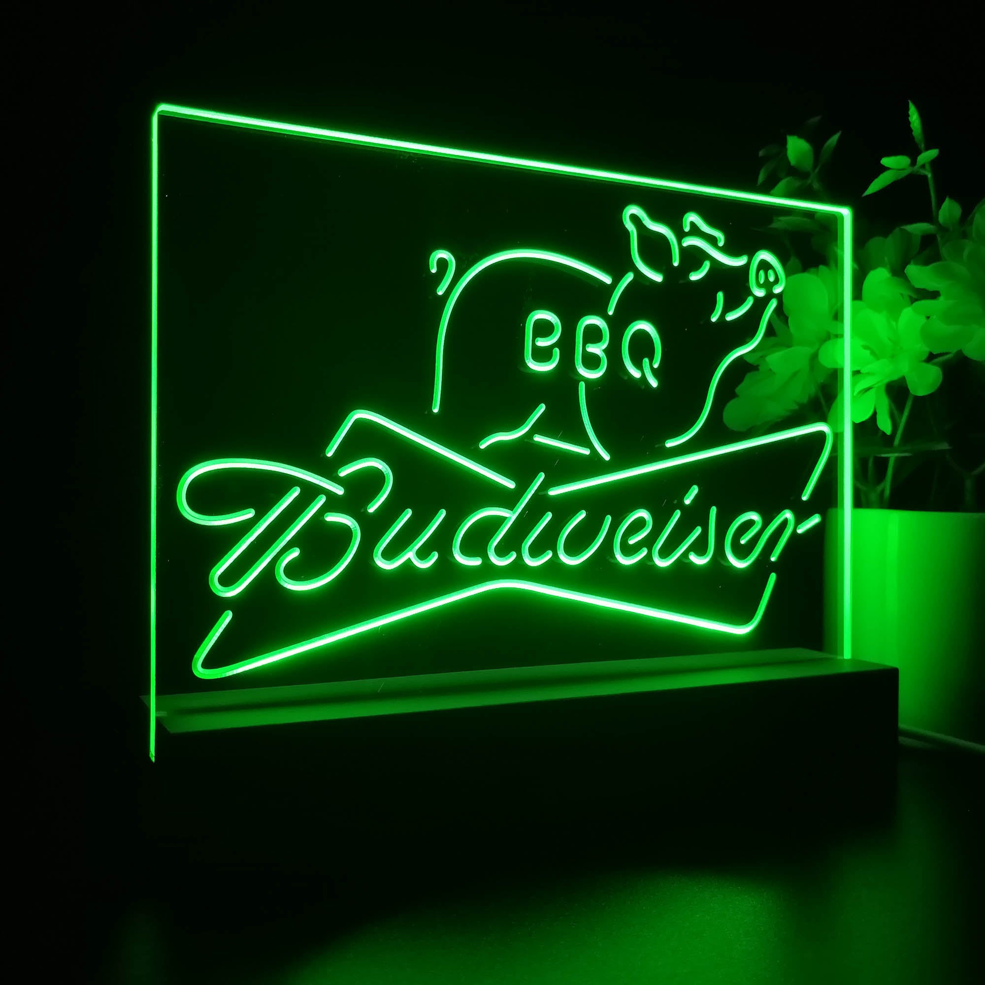 Budweiser BBQ Bar Night Light 3D Illusion Lamp Home Bar Decor