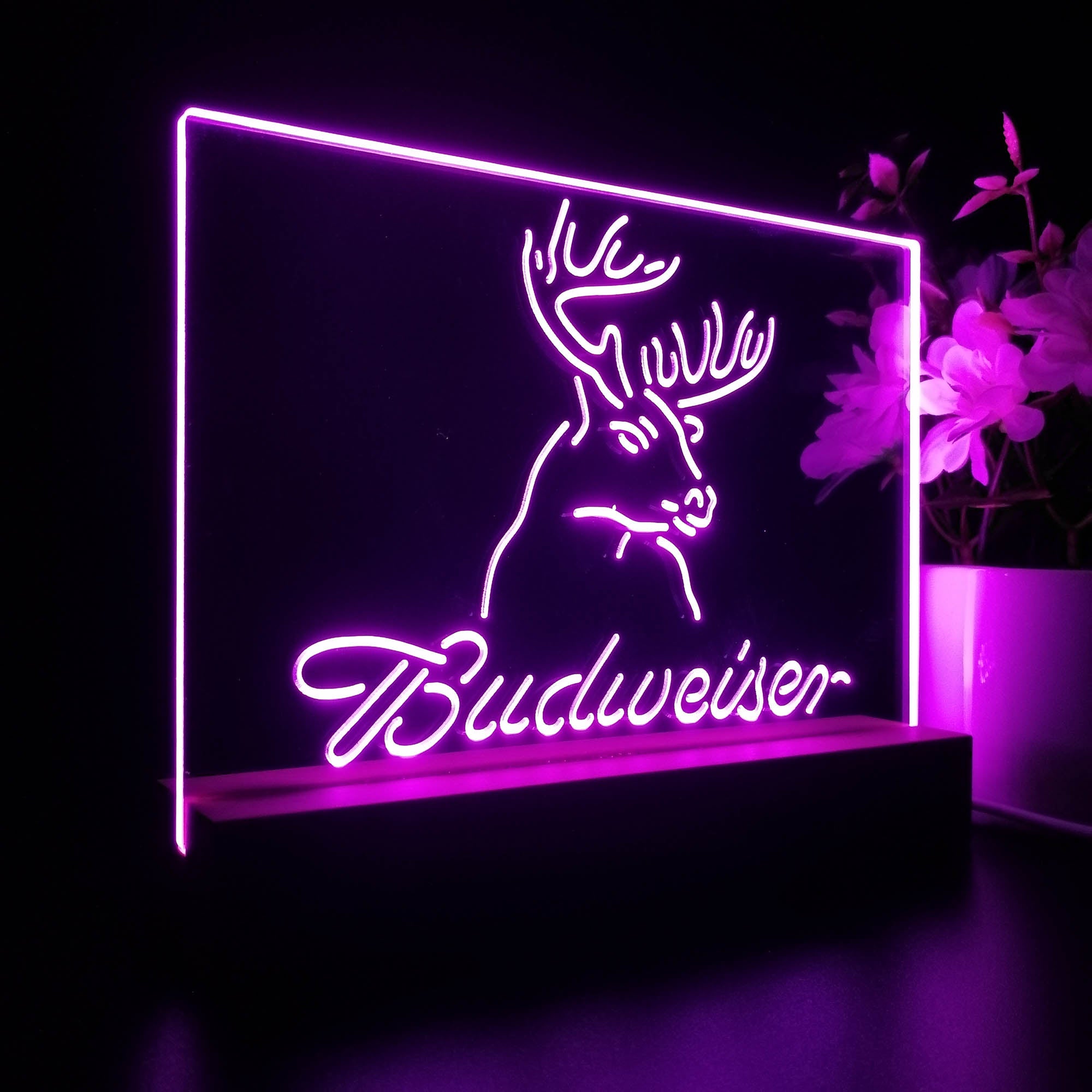 Budweiser Deer Hurt Beer Night Light 3D Illusion Lamp Home Bar Decor