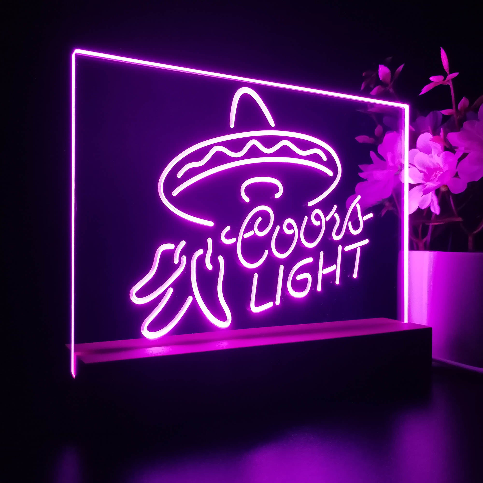 Coors Light Mexican Hat Night Light 3D Illusion Lamp Home Bar Decor