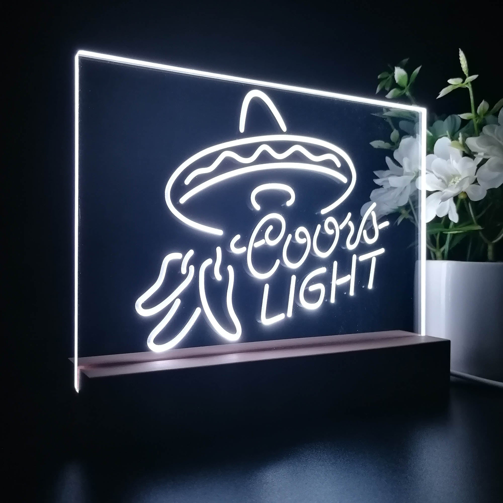 Coors Light Mexican Hat Night Light 3D Illusion Lamp Home Bar Decor