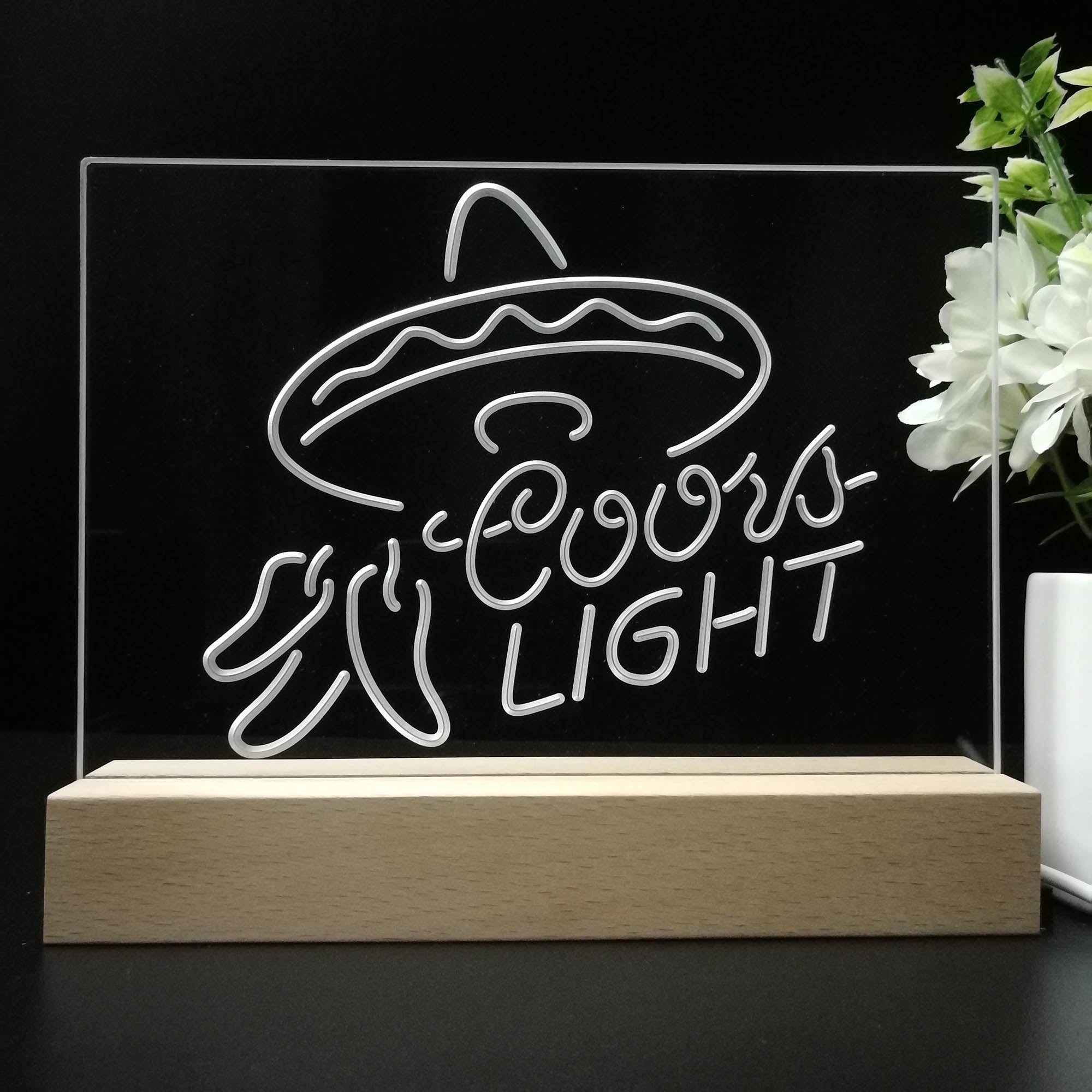 Coors Light Mexican Hat Night Light 3D Illusion Lamp Home Bar Decor