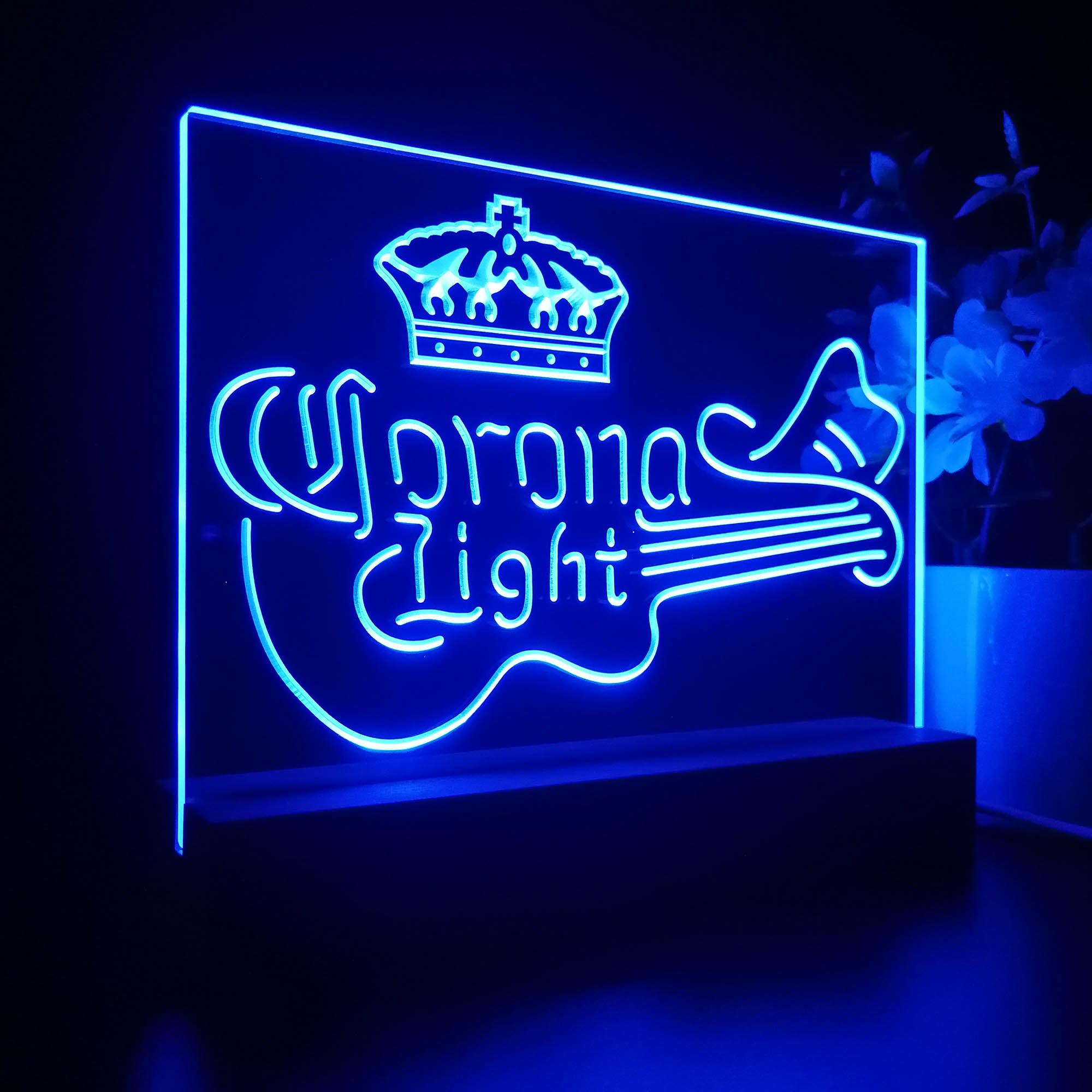Corona Light Guitar Cowboy Hat Night Light 3D Illusion Lamp Home Bar Decor