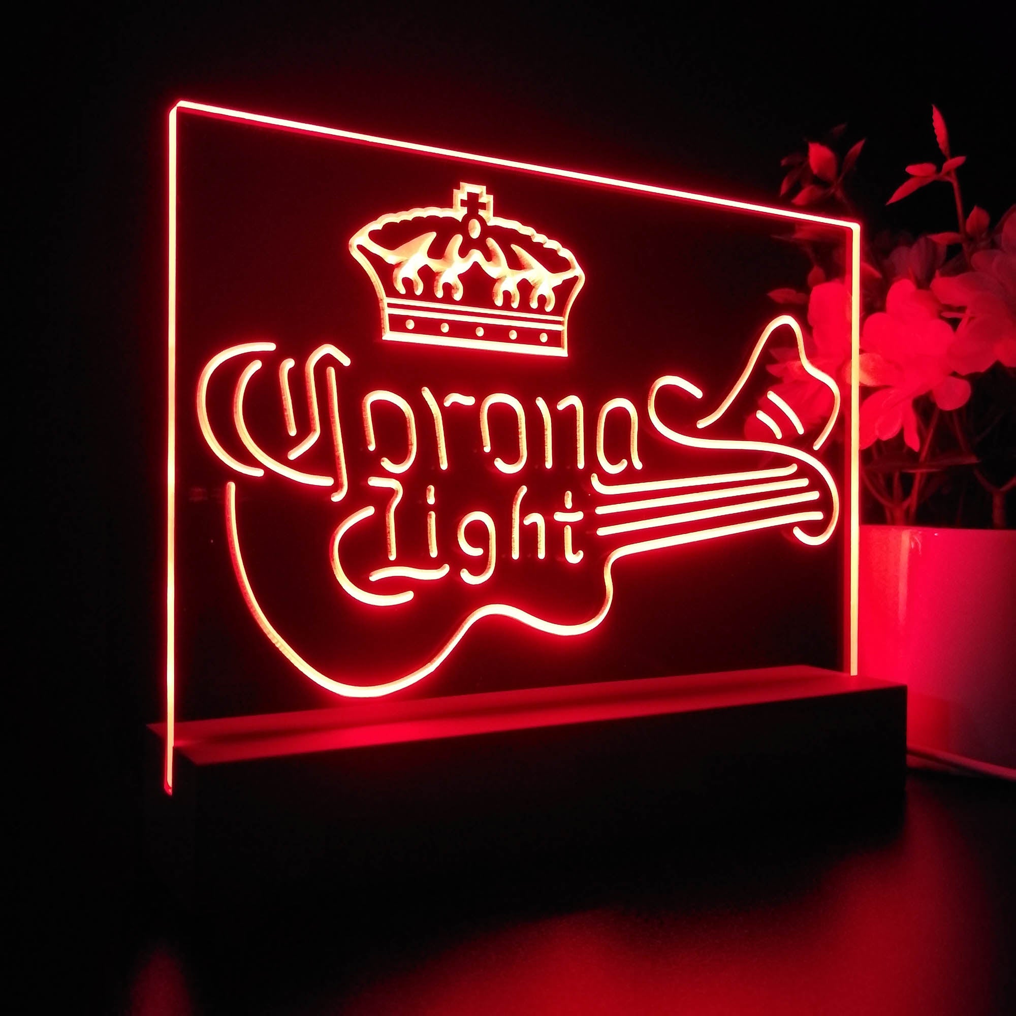 Corona Light Guitar Cowboy Hat Night Light 3D Illusion Lamp Home Bar Decor