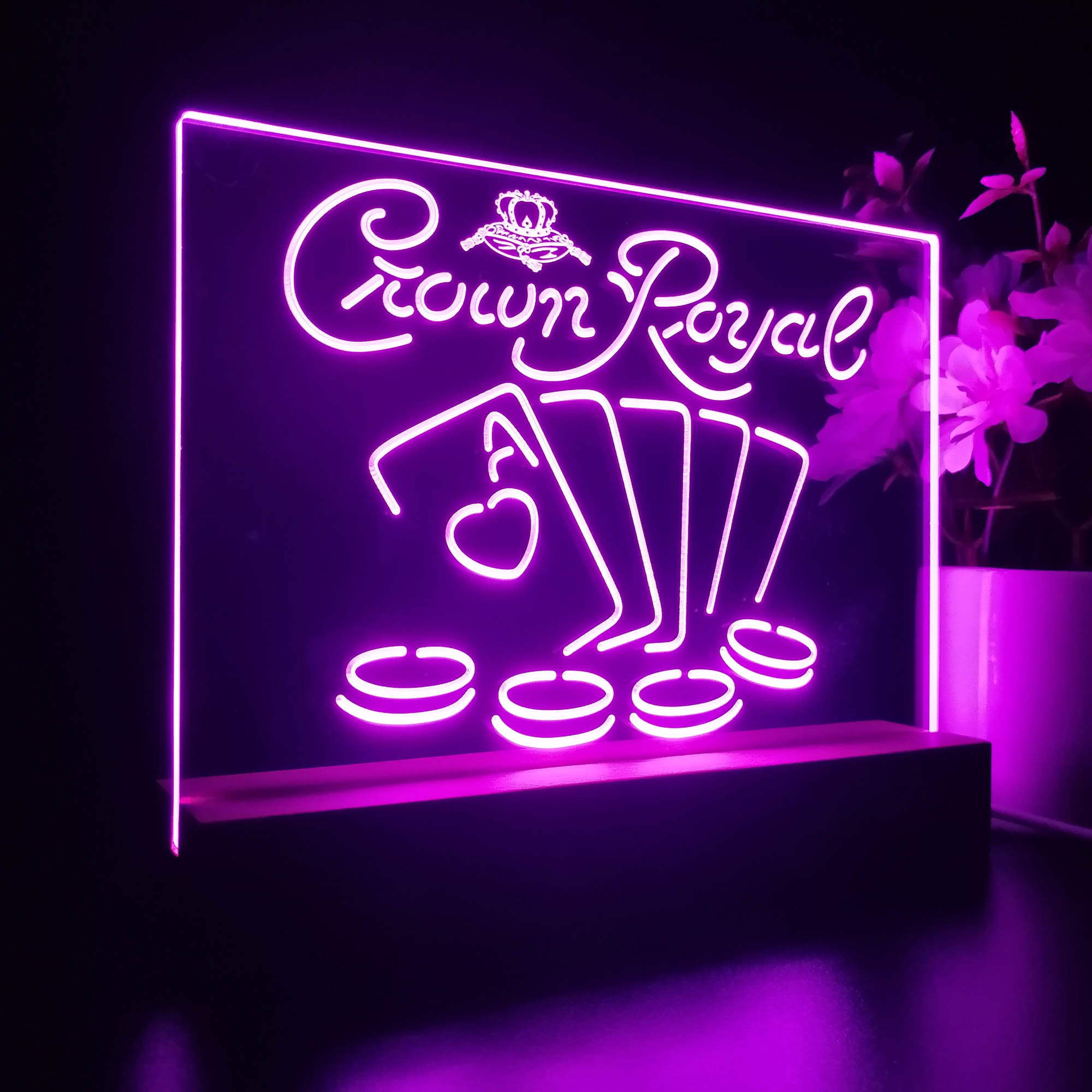 Crown Royal Casino Poker Night Light 3D Illusion Lamp Home Bar Decor