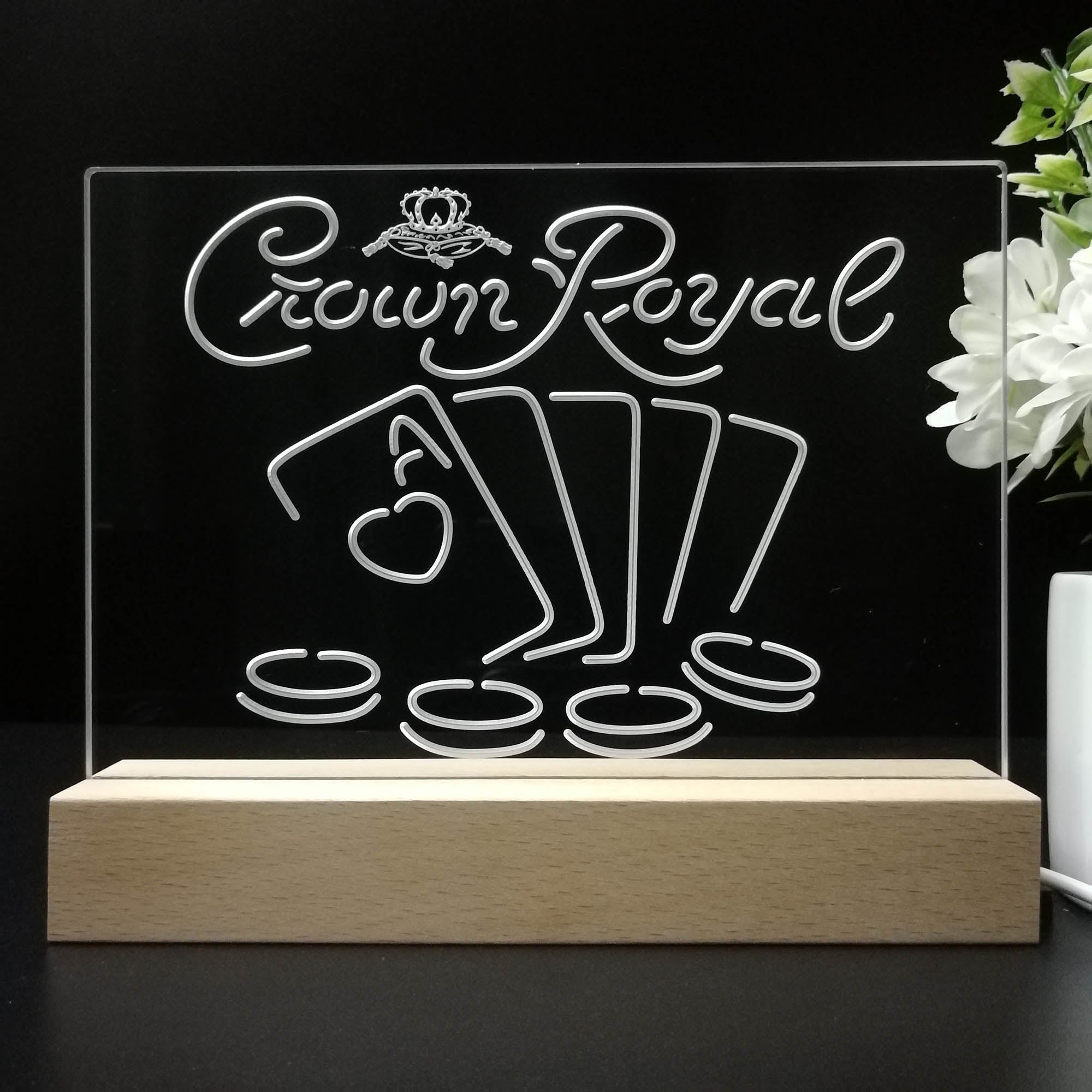 Crown Royal Casino Poker Night Light 3D Illusion Lamp Home Bar Decor