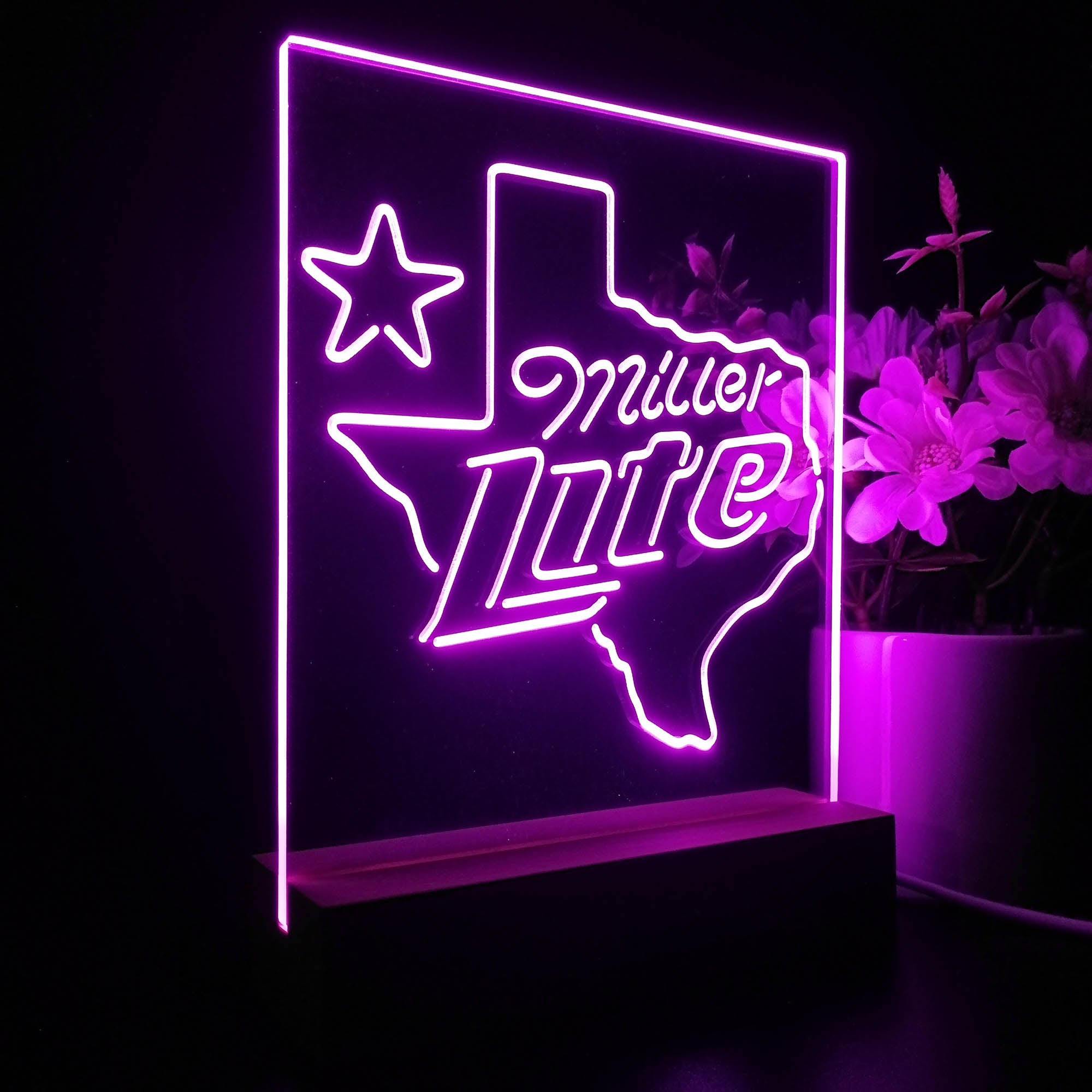 Miller Texas Star Beer Night Light LED Sign