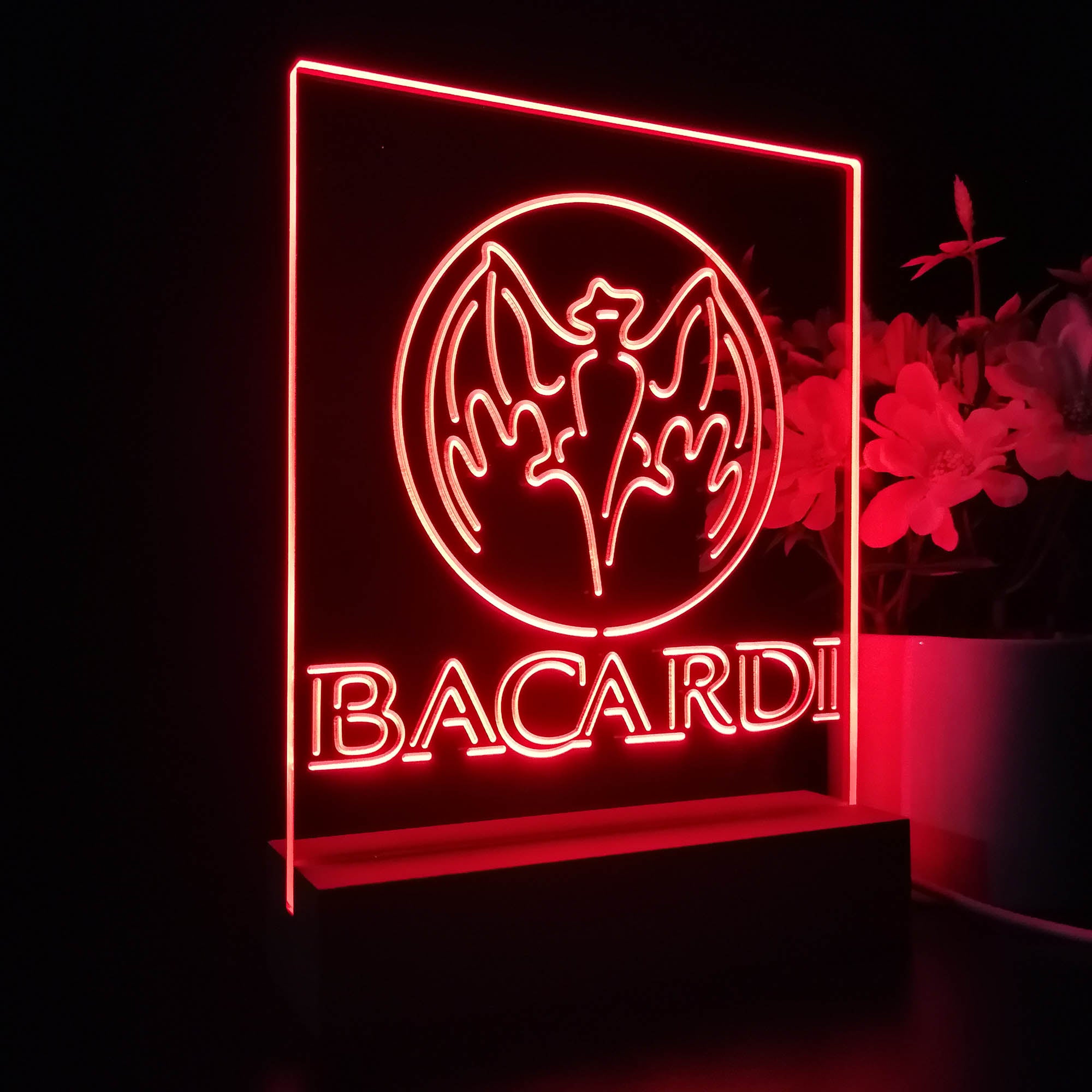 Bacardi Bat Man Cave Night Light LED Sign