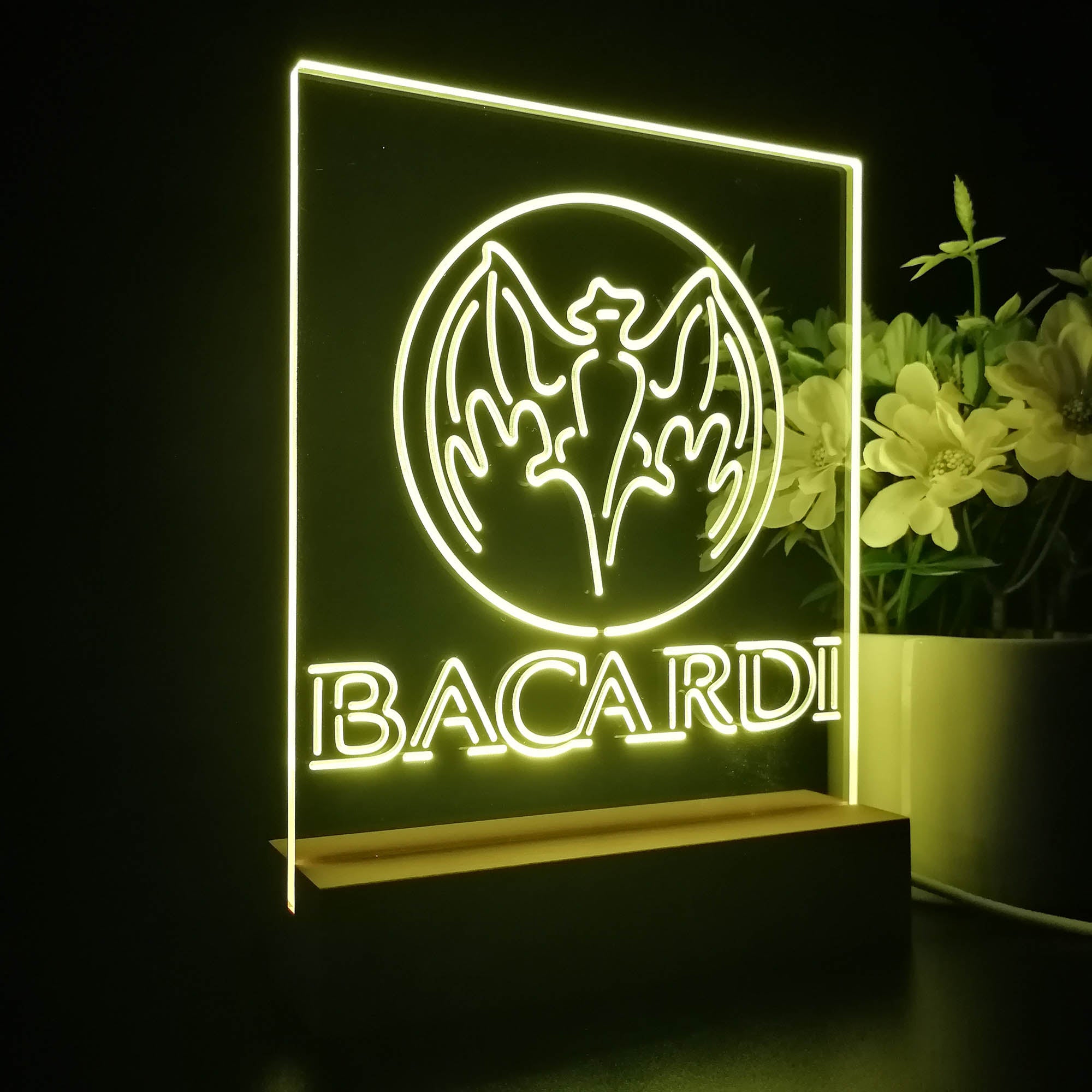 Bacardi Bat Man Cave Night Light LED Sign