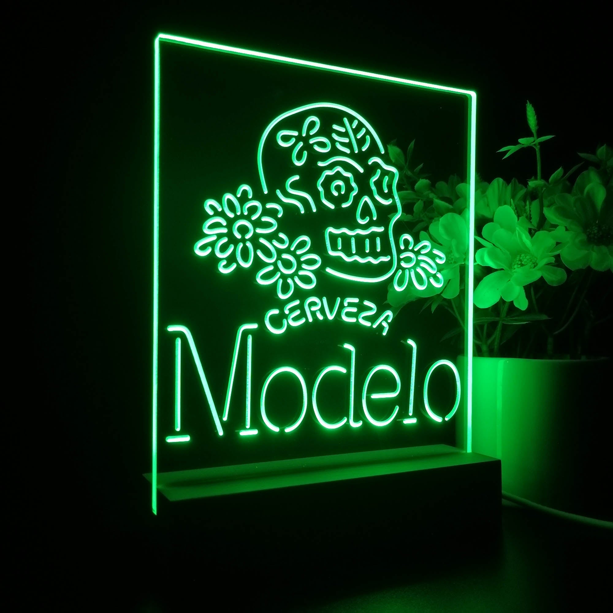 Cervezas Modelos Skull Bar Night Light LED Sign