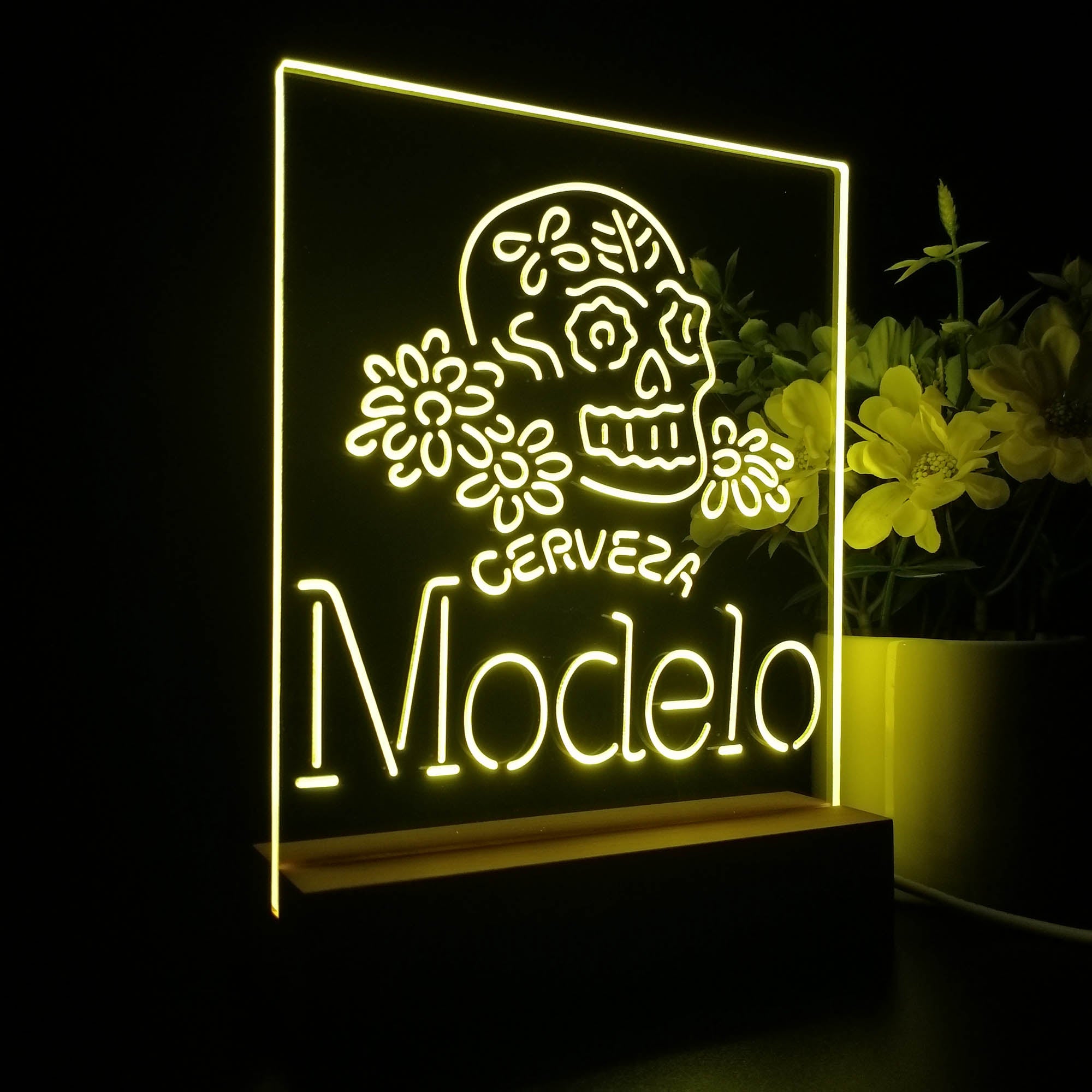 Cervezas Modelos Skull Bar Night Light LED Sign