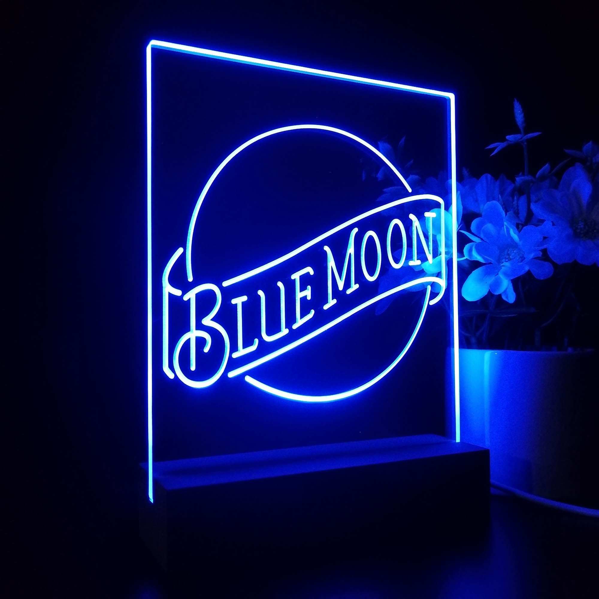 Blue Moon Beer Bar Night Light LED Sign