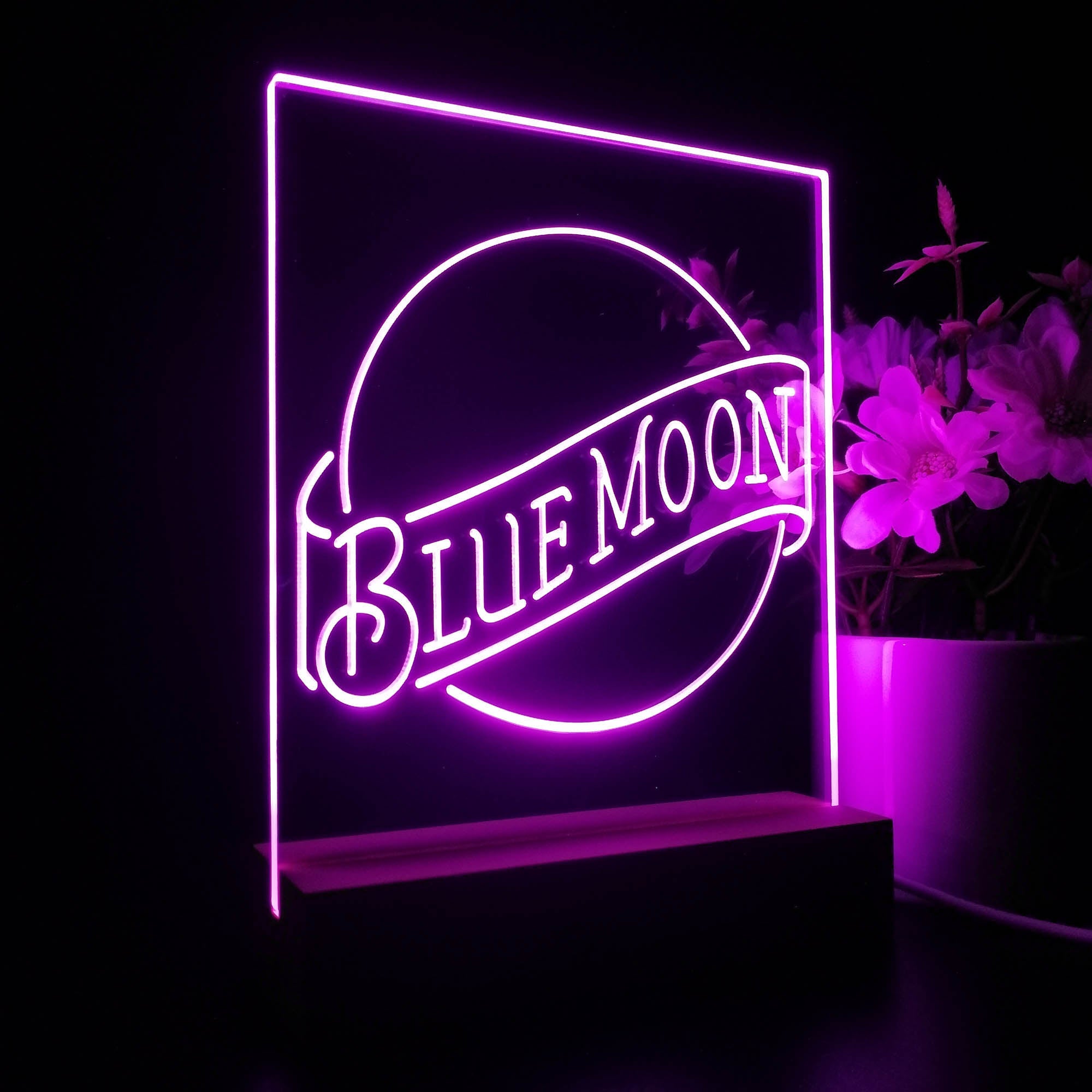 Blue Moon Beer Bar Night Light LED Sign
