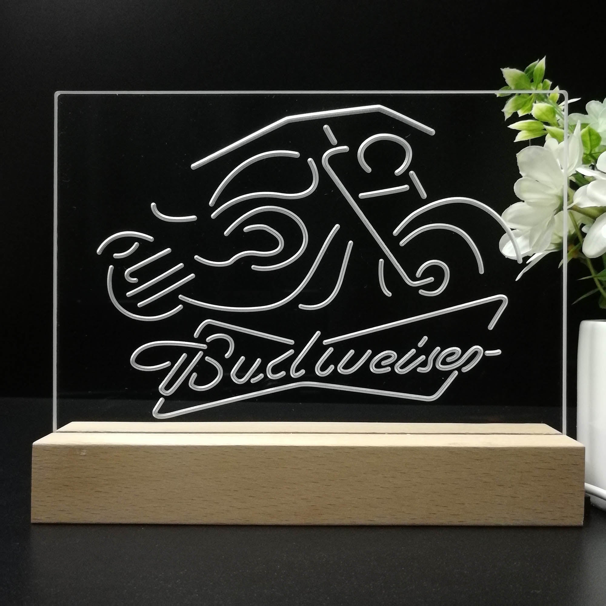 Budweiser Beer Motorcycle Night Light LED Sign