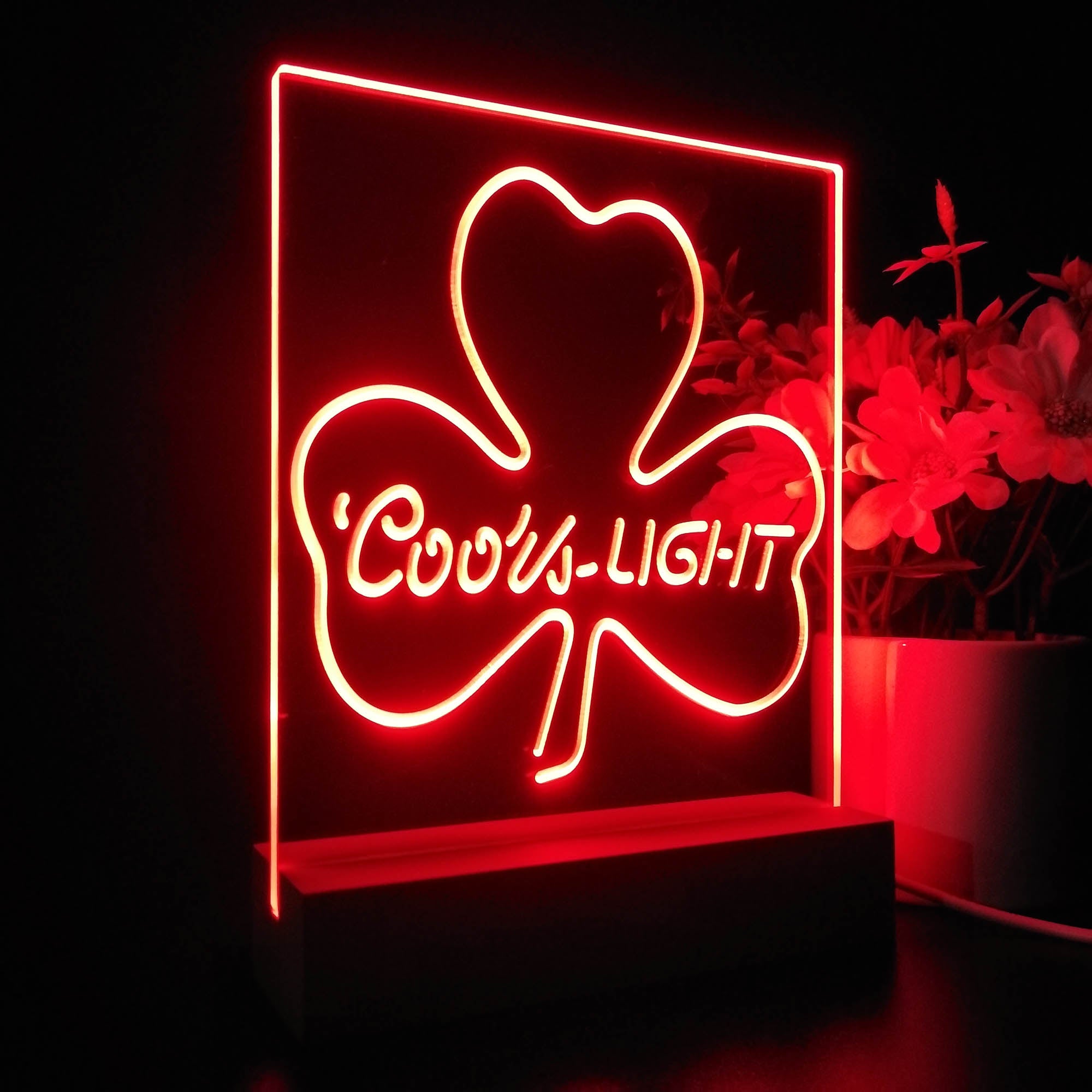 Coors Light Green Clover Shamrock Night Light LED Sign